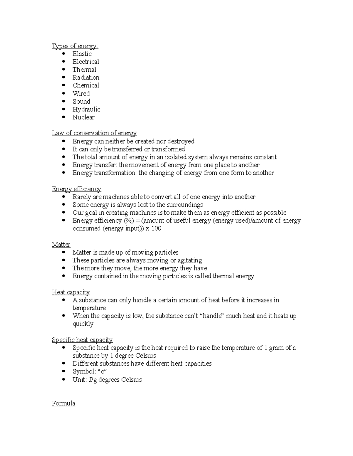 Science Test #8 - Lecture notes 8 - Types of energy: Elastic Electrical ...
