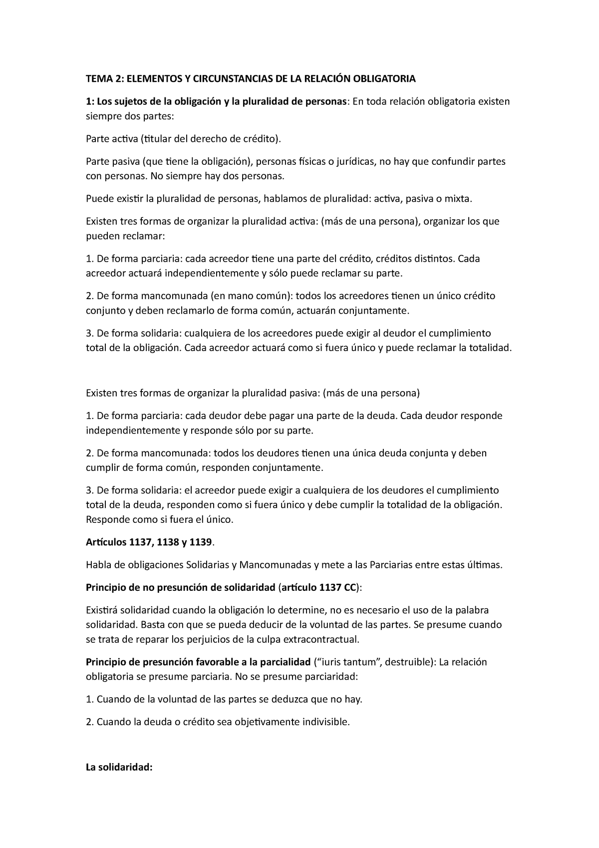 Tema 2 Apuntes 2 Tema 2 Elementos Y Circunstancias De La RelaciÓn Obligatoria 1 Los 4699