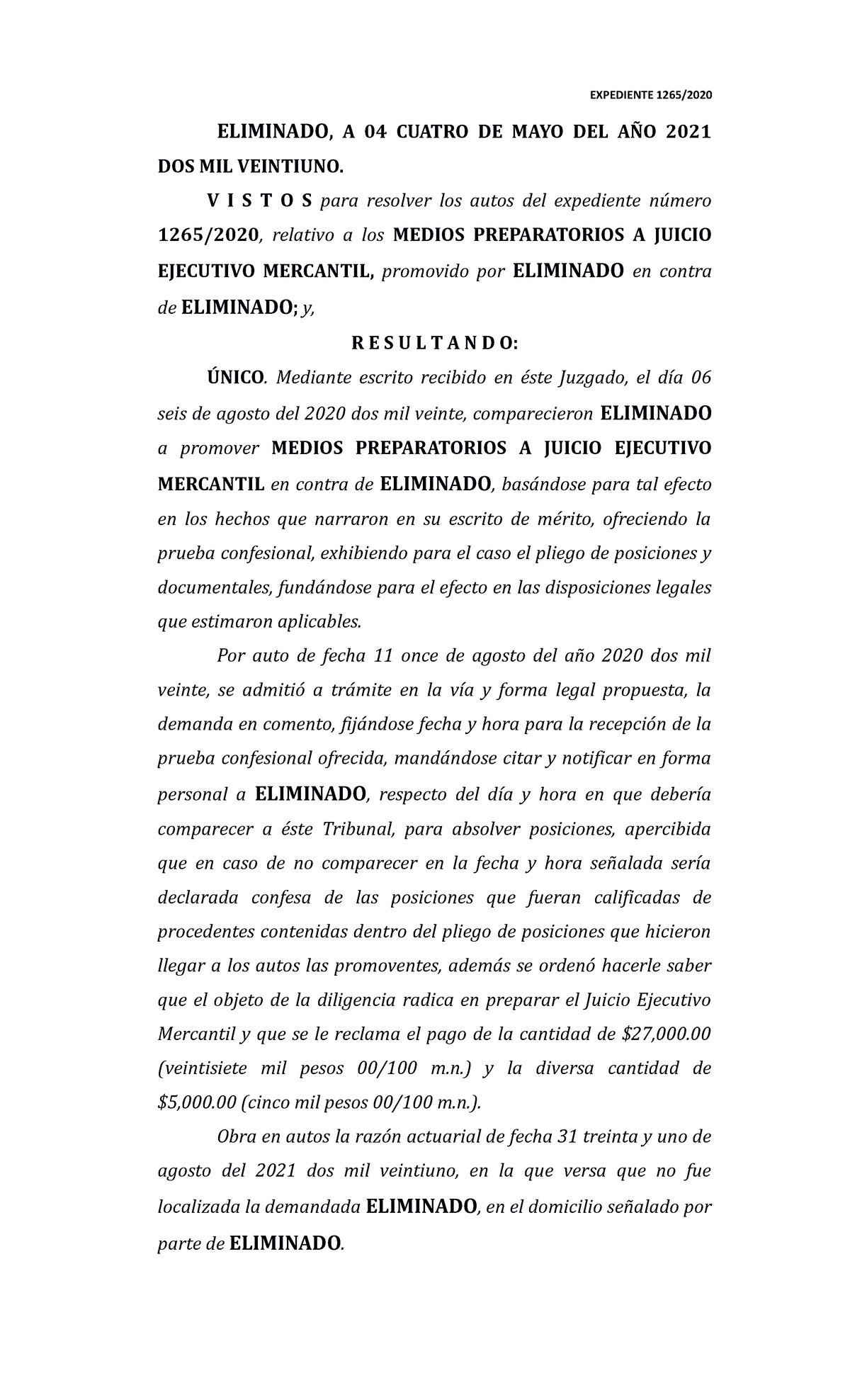 Mercantil-Juzgado Mixto de Tamazunchale 1265-2020 - ELIMINADO, A 04 ...