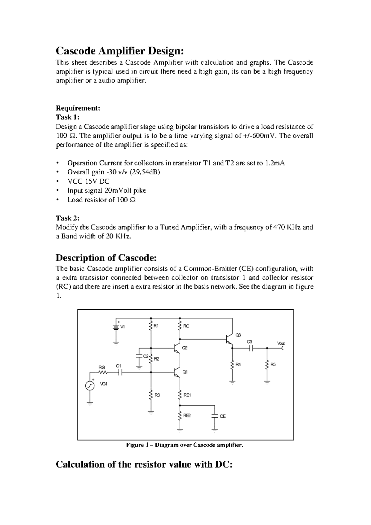 Cascode Amplifier Design Cascode Amplifier Design This sheet