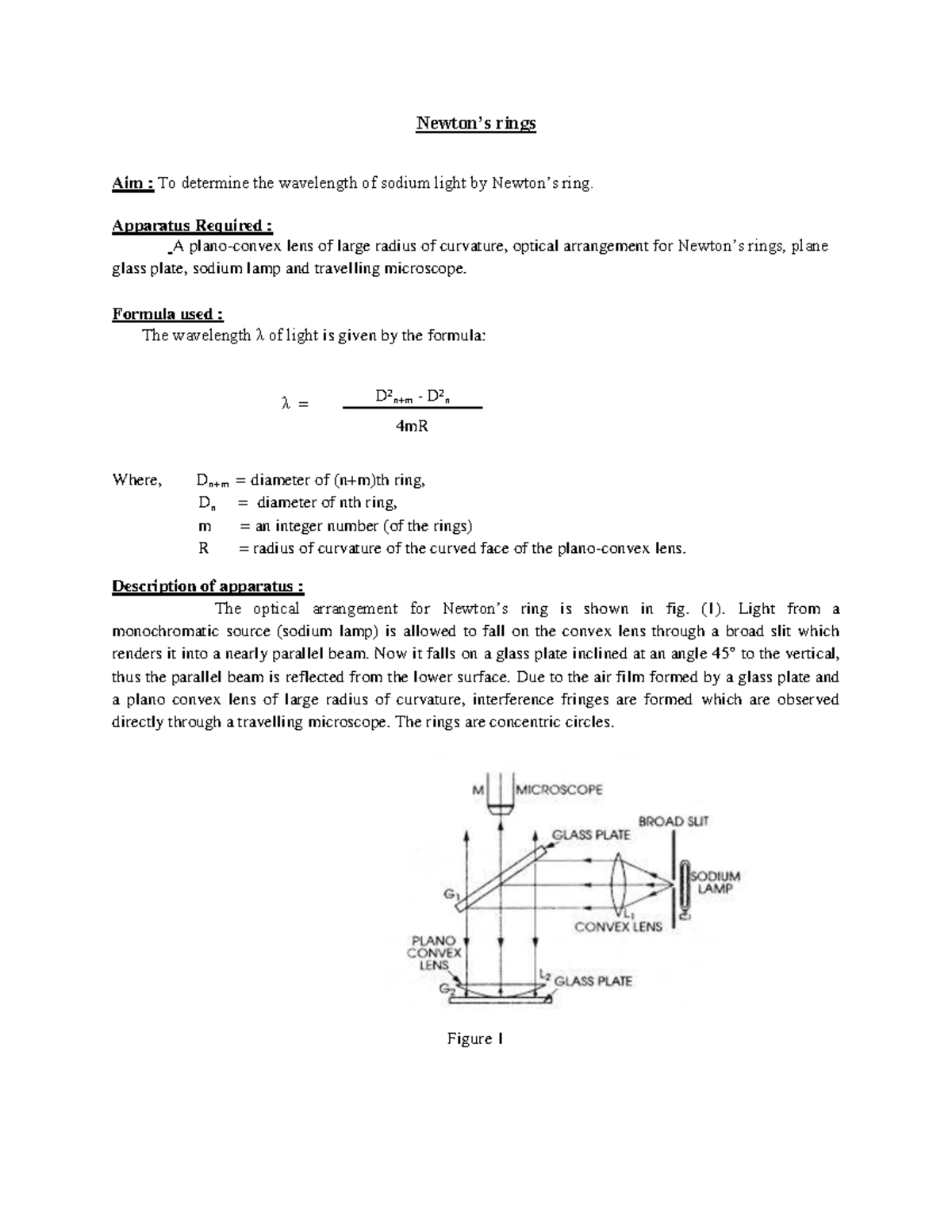 13 Newton Rings - Newton’s rings Aim : To determine the wavelength of ...