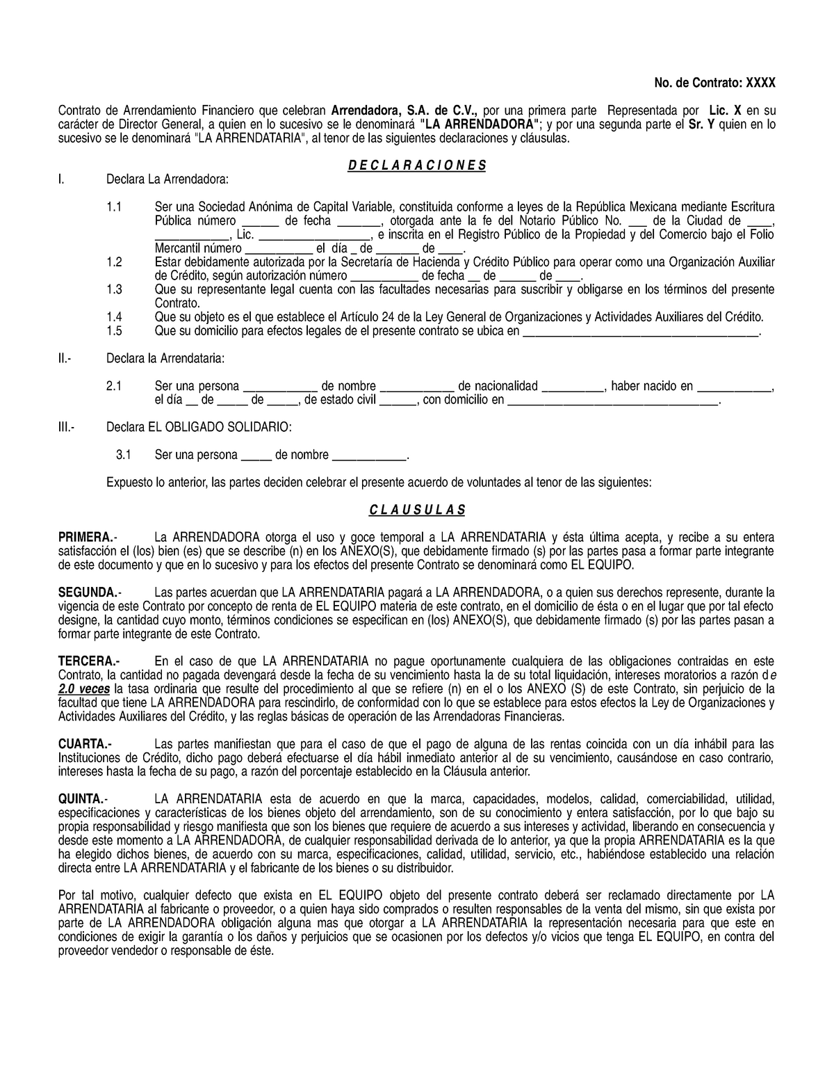 Contrato De Arrendamiento Financiero No De Contrato Xxxx Contrato De Arrendamiento 3088