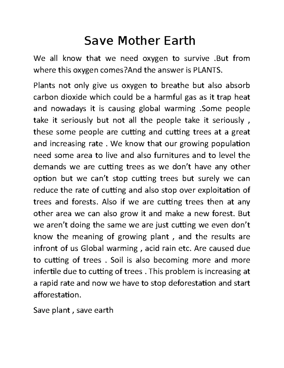 save mother earth essay