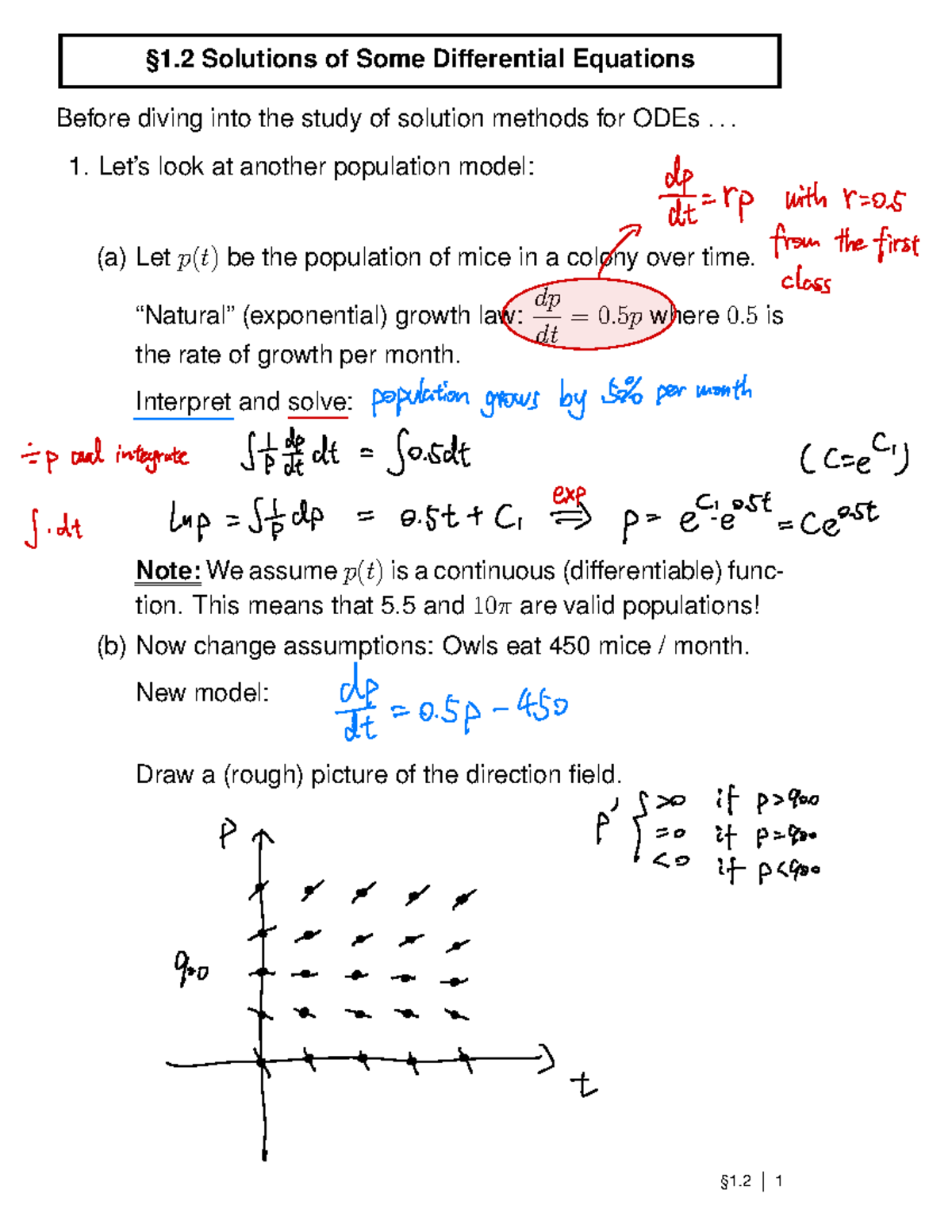 Section 1 2 Ode 1 Solutions Of Some Differential Equations Before