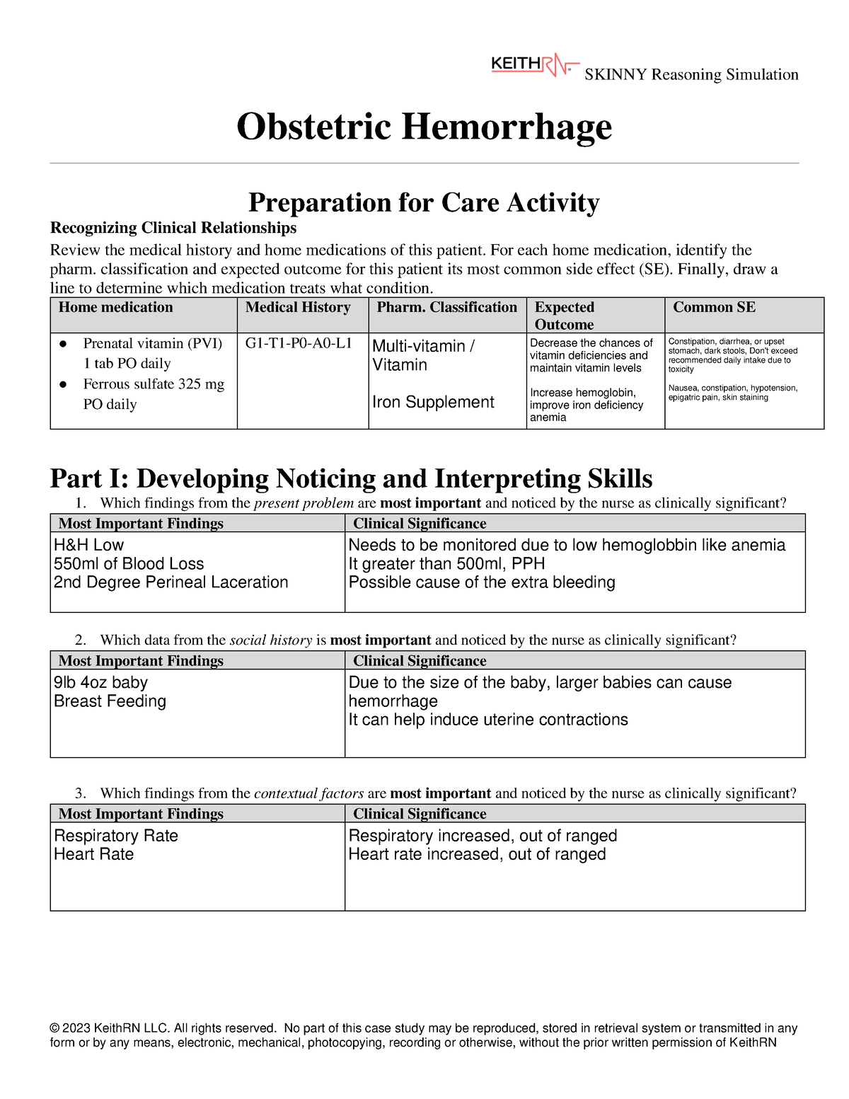 nursing case study hemorrhage