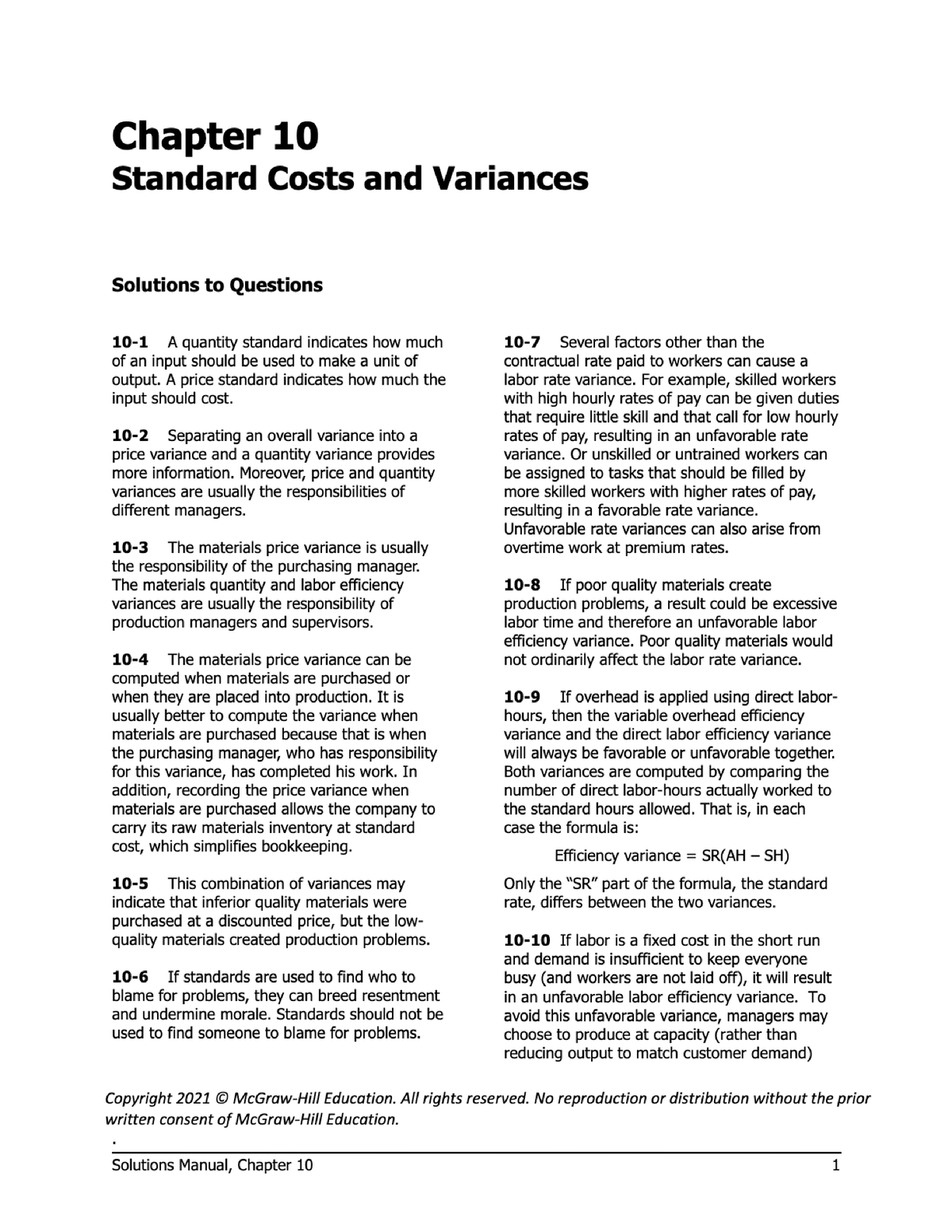 Chap 10 - Managerial Accounting - Studocu