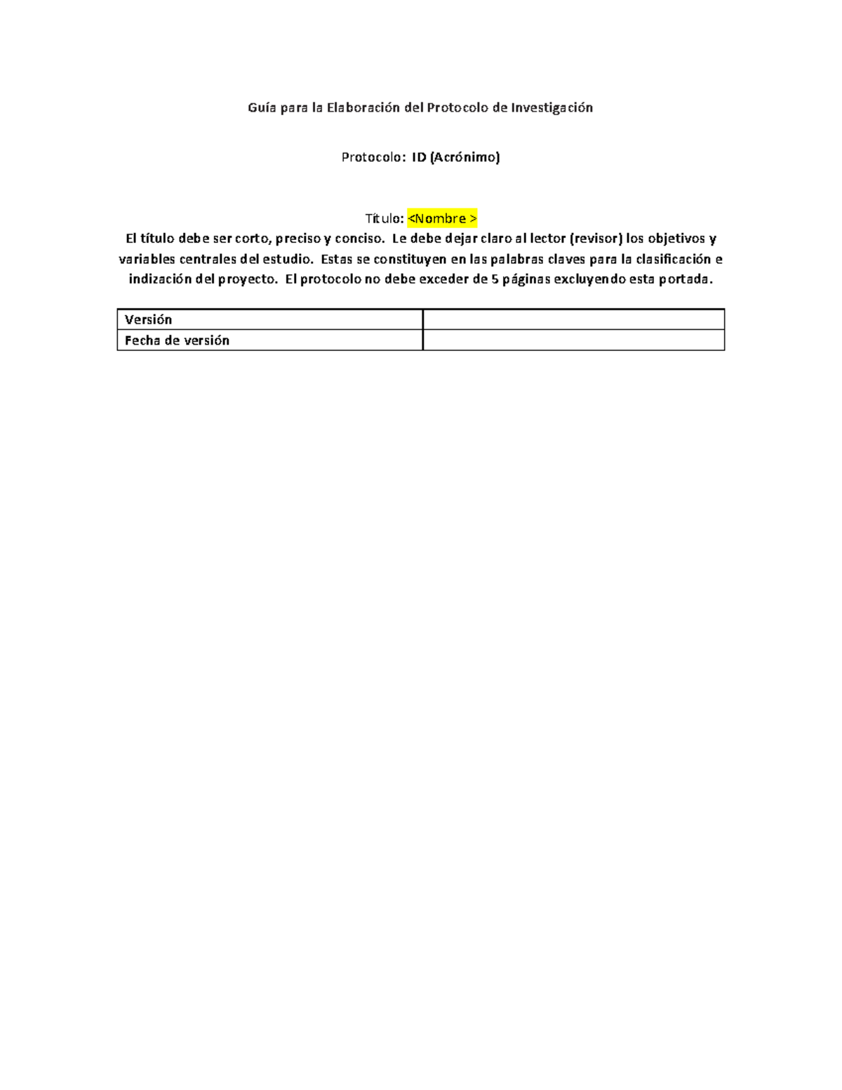 Guia para la Elaboracion del Protocolo de Investigacion - Guía para la ...