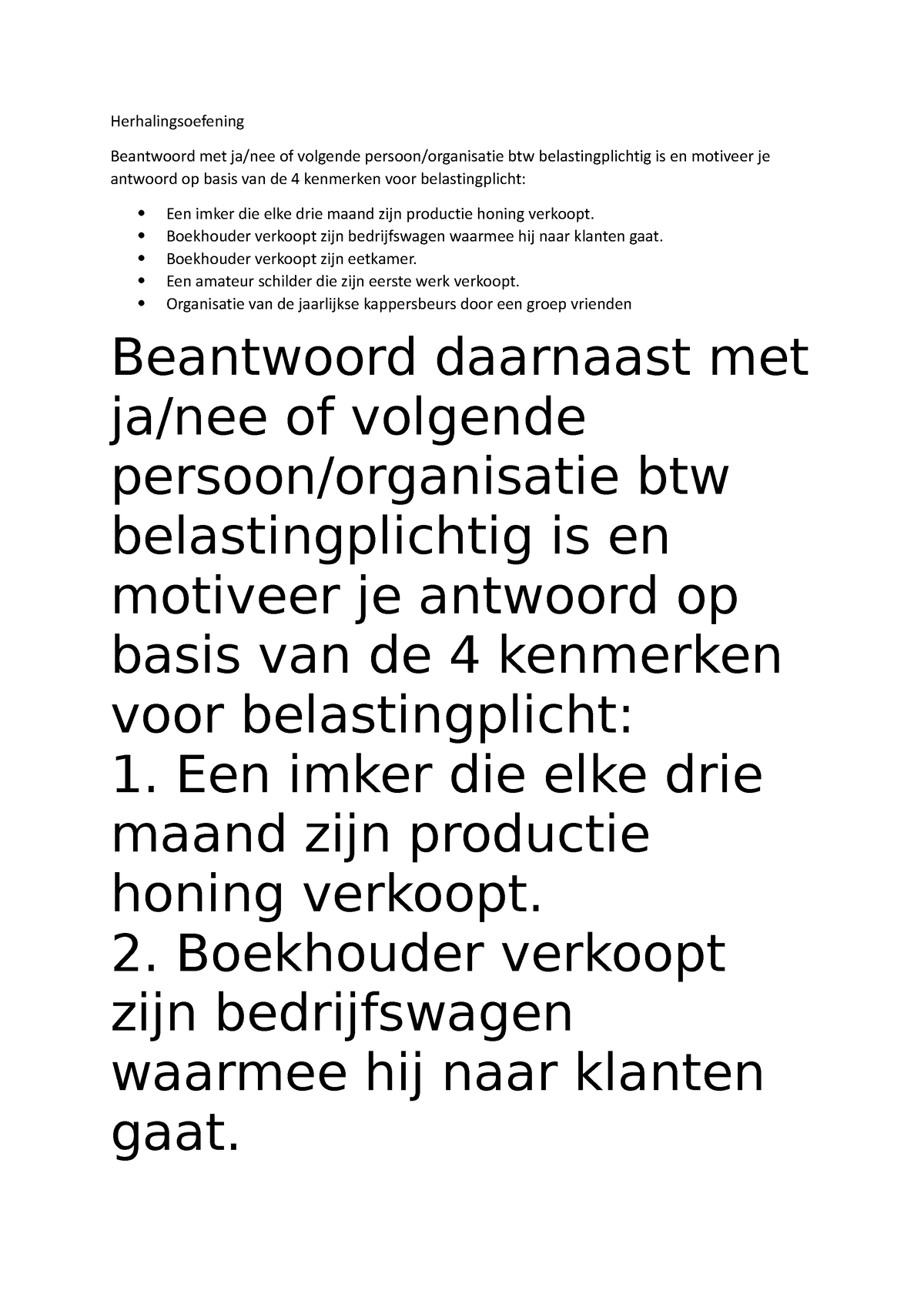 Herhalingsoefening 1ste Les - Herhalingsoefening Beantwoord Met Ja/nee ...