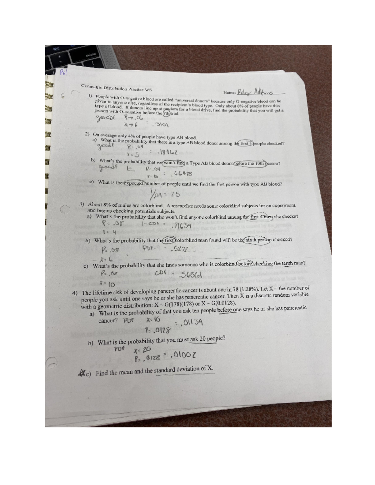 Geometric distribution ws stats MATH 220 Studocu