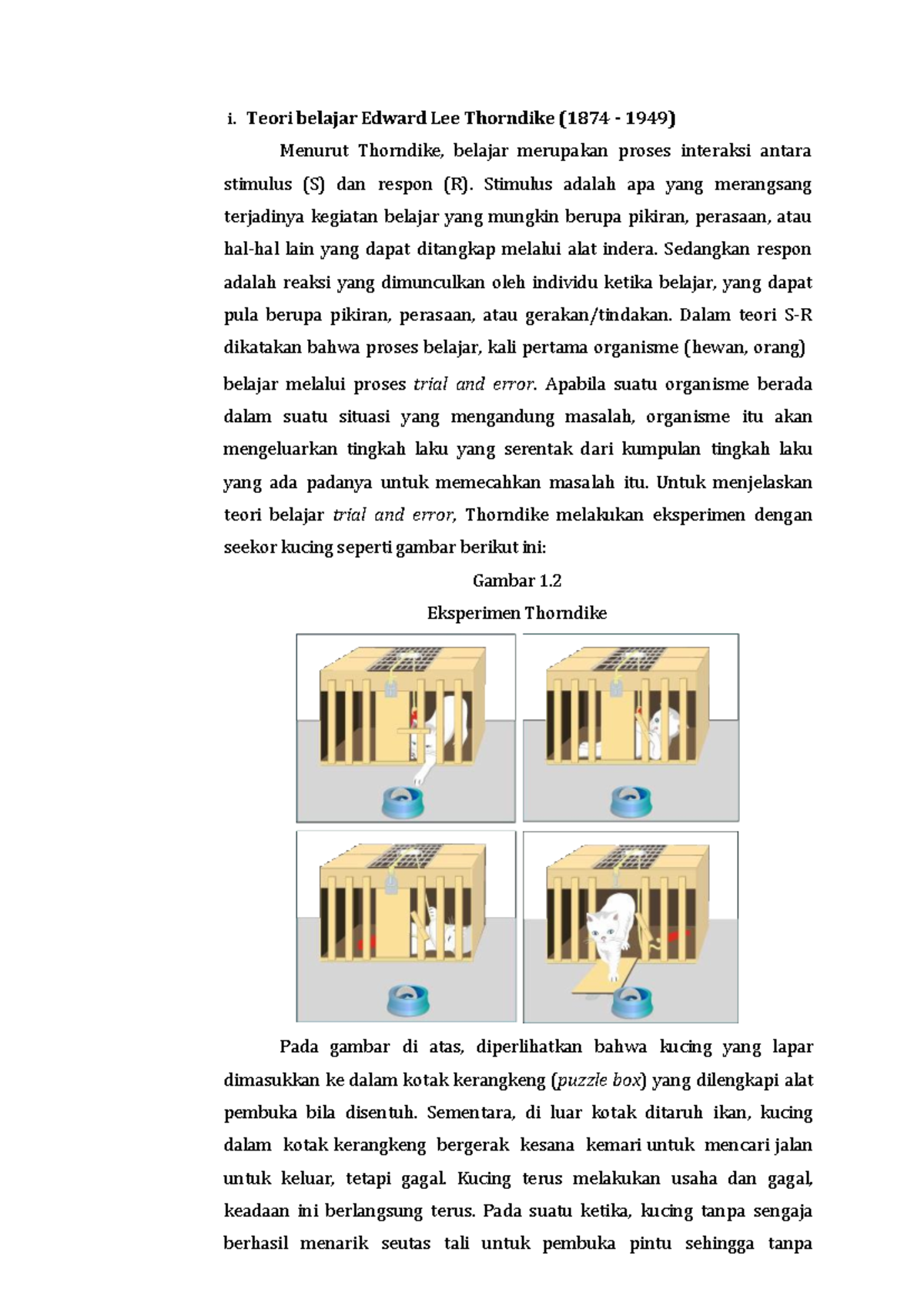 Teori Belajar Menurut Edward Lee Thorndike - I. Teori Belajar Edward 