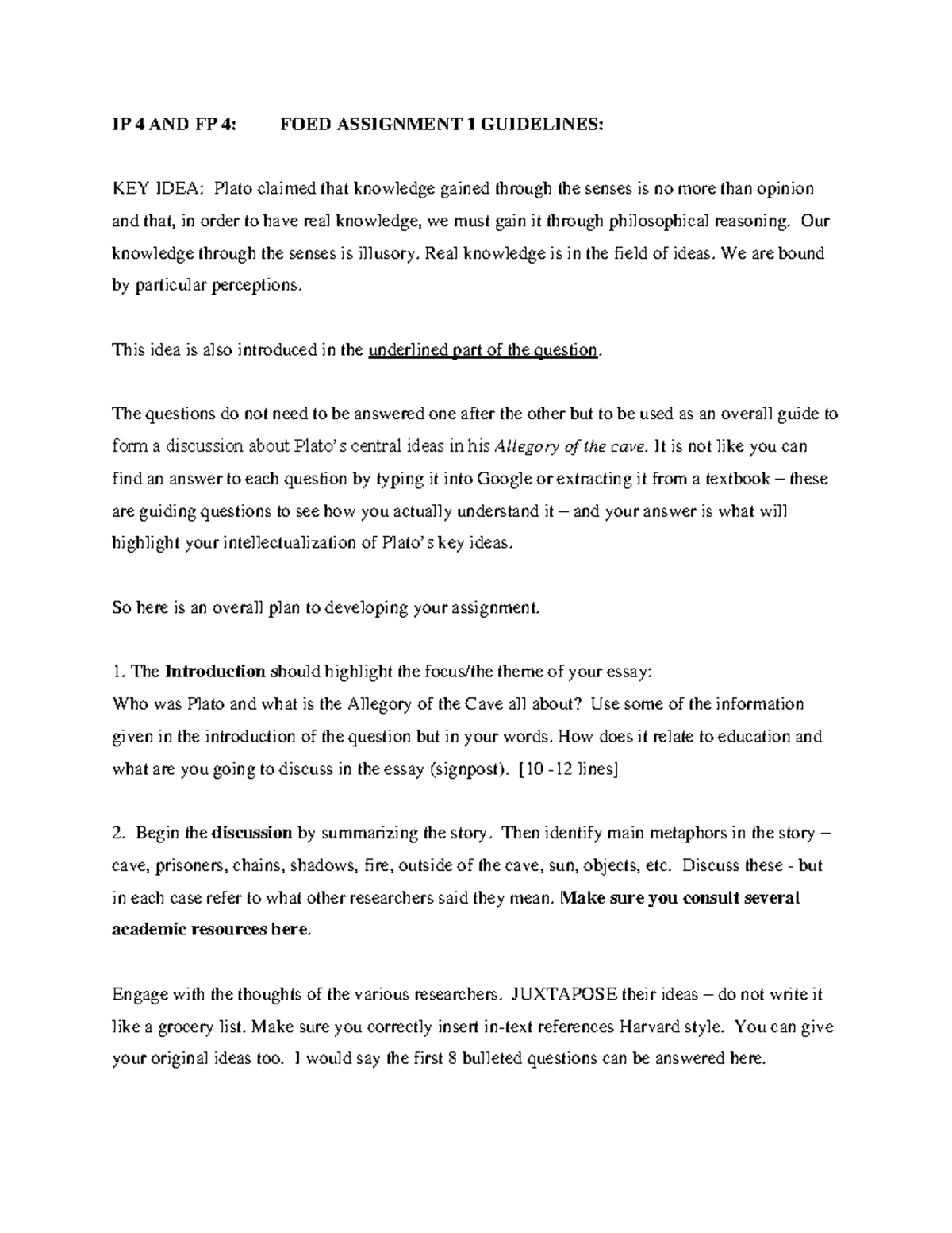FOED Assignment 1 Guide - IP 4 AND FP 4 - IP 4 AND FP 4: FOED ...