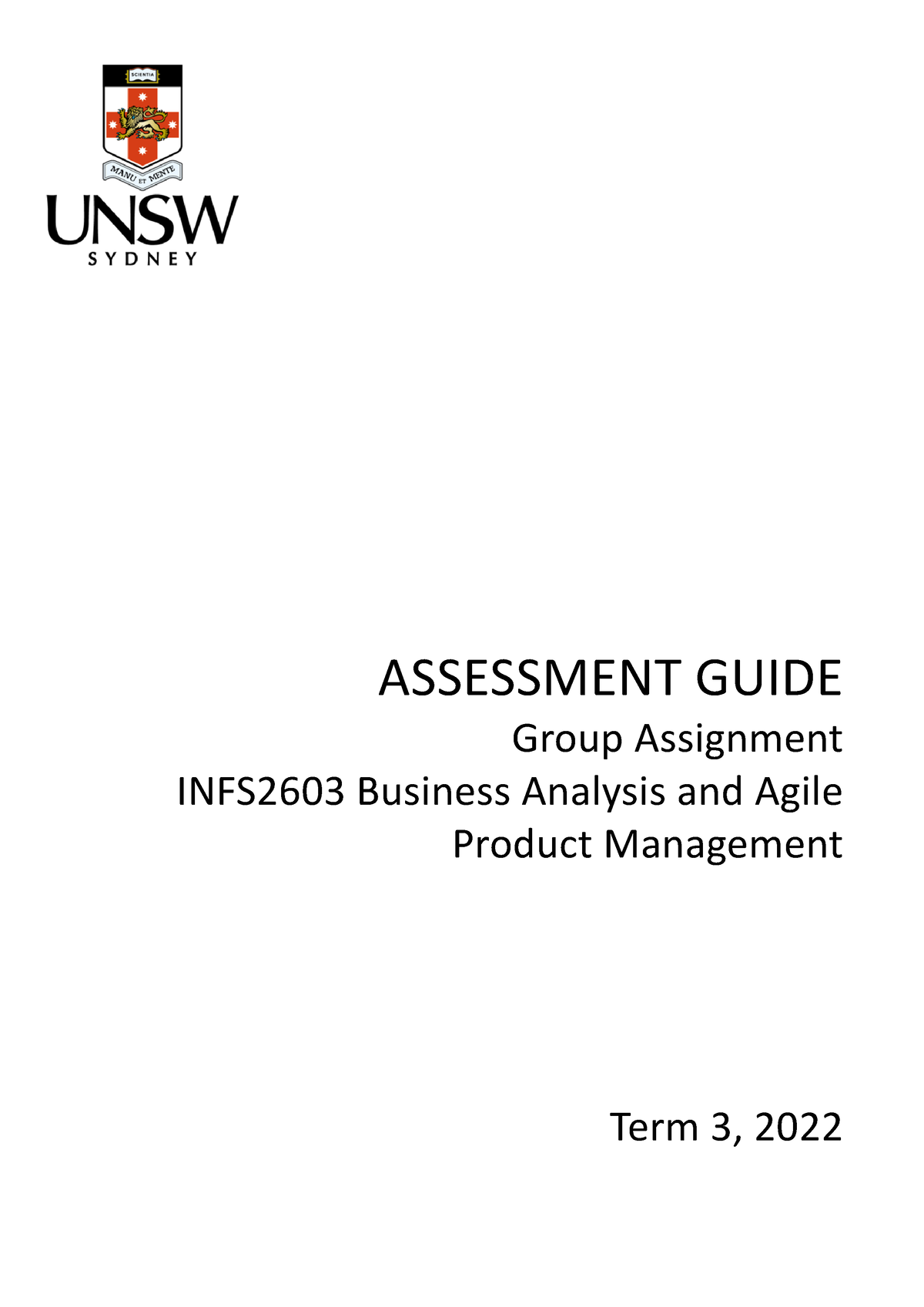 INFS2603 T3 Group Assignment Brief - ASSESSMENT GUIDE Group Assignment ...