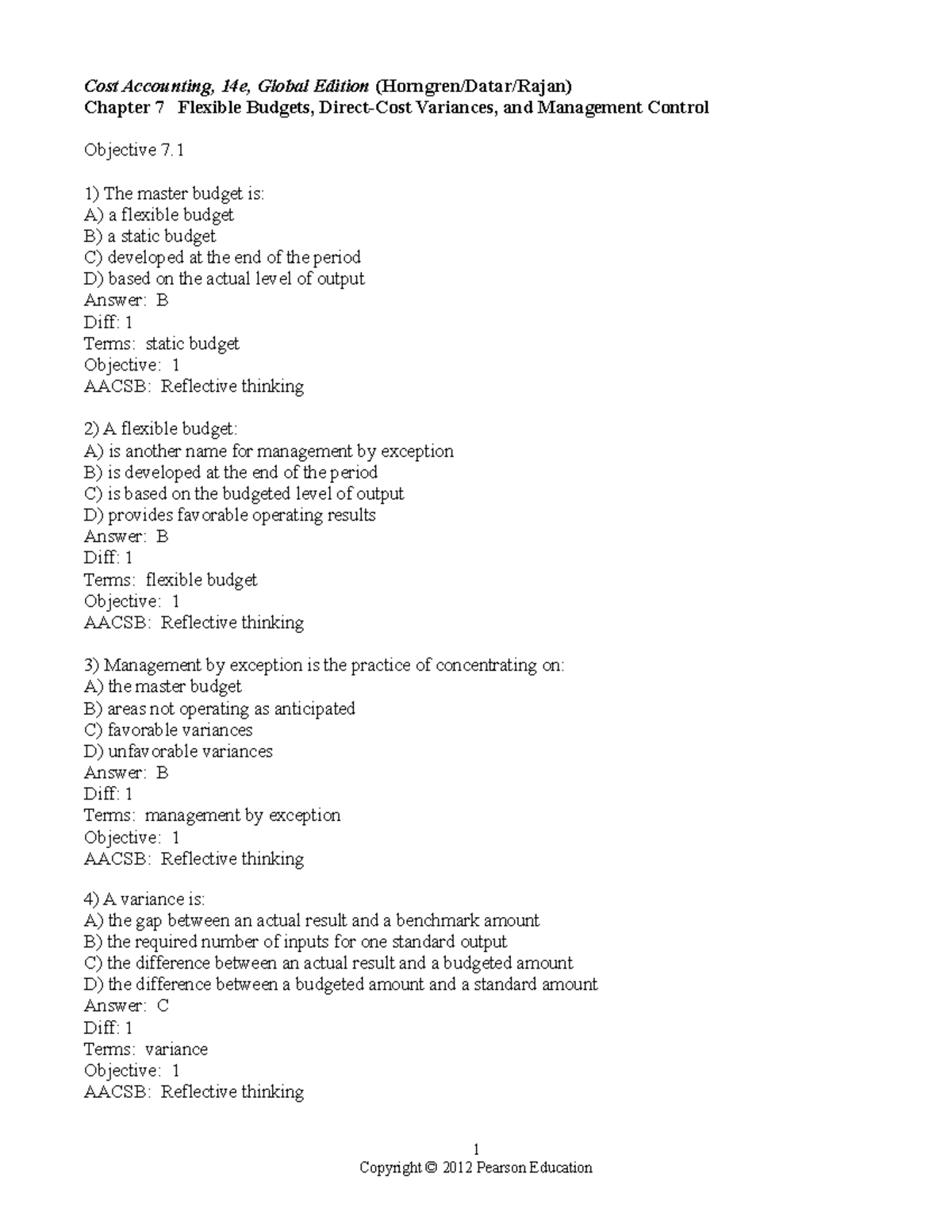 Chapter 7 Master Budget - Cost Accounting, 14e, Global Edition ...