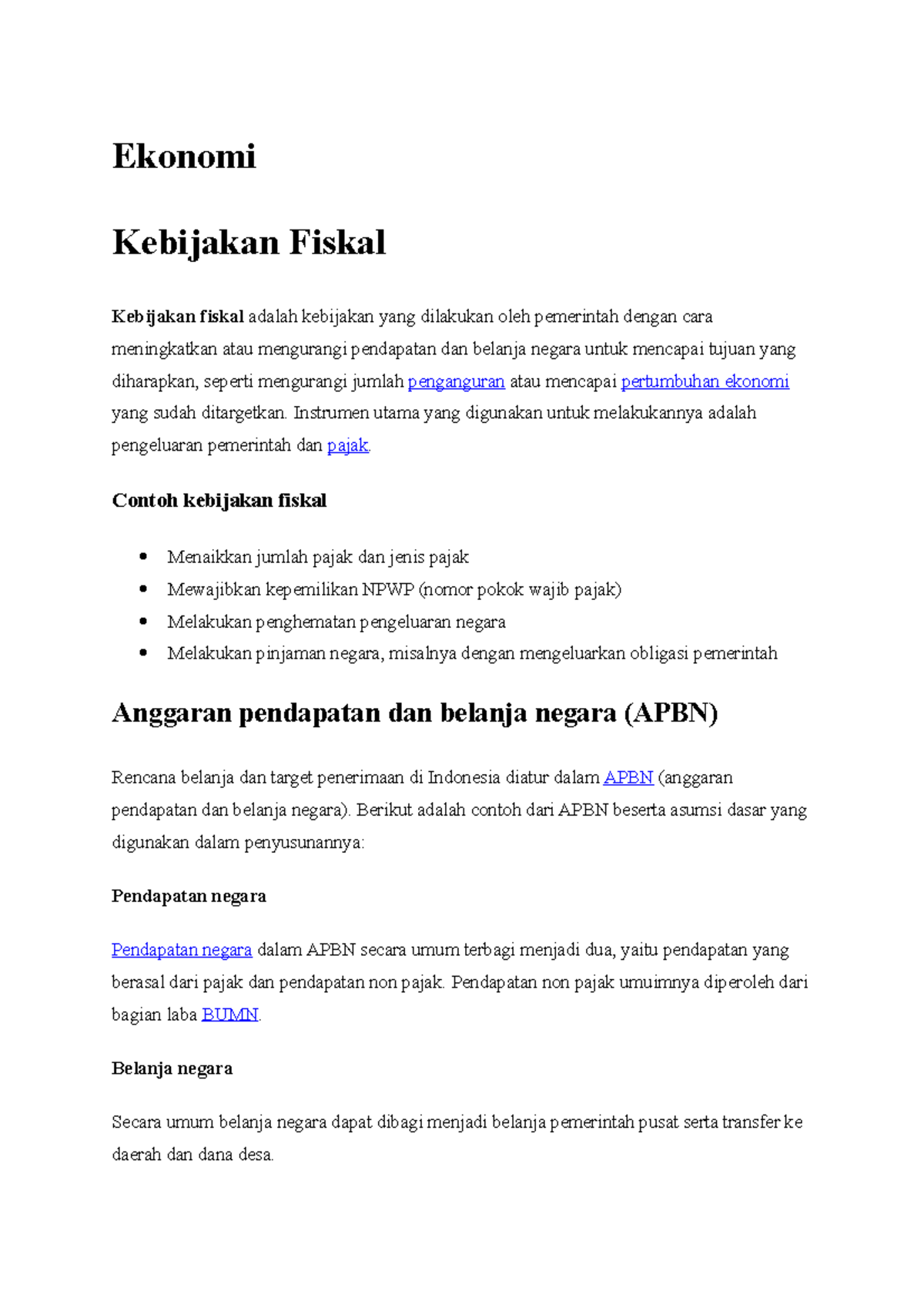 Ekonomi - Kebijakan Fiskal - Ekonomi Kebijakan Fiskal Kebijakan Fiskal ...