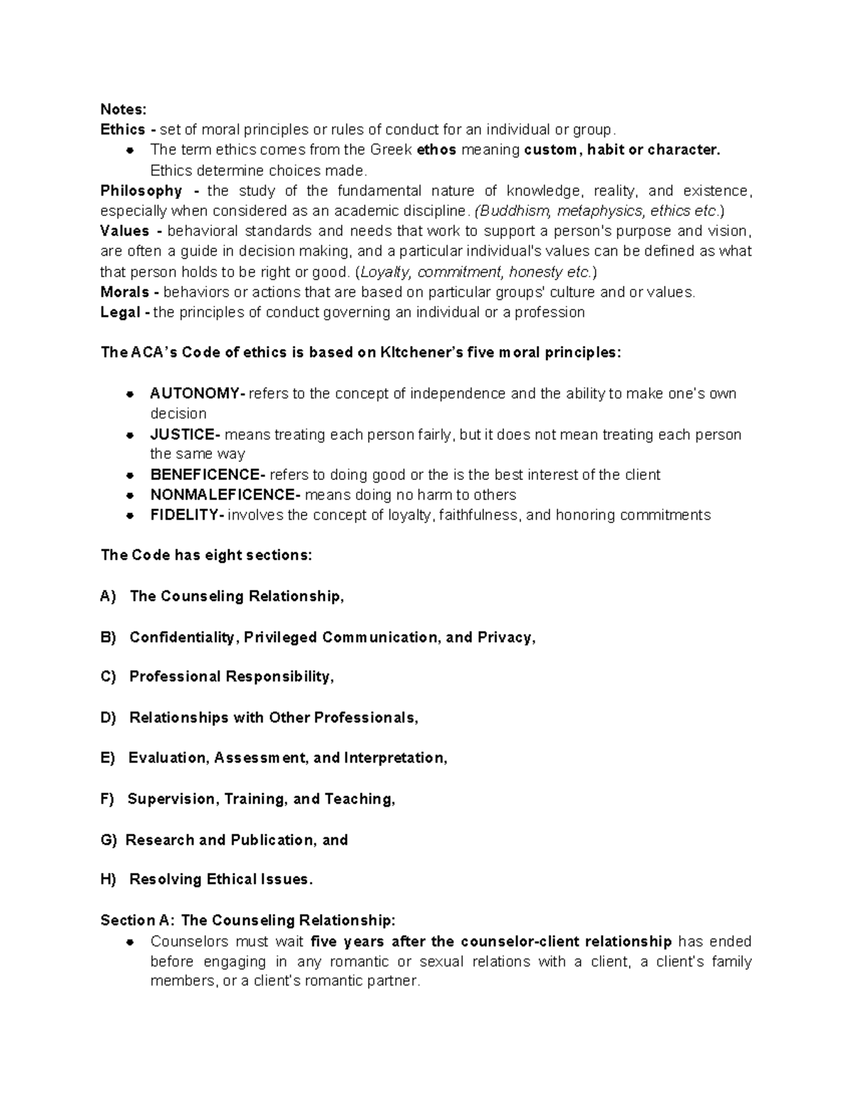 Module 4 Ethical Issues in Counseling Practice Reviewer - Notes: Ethics ...