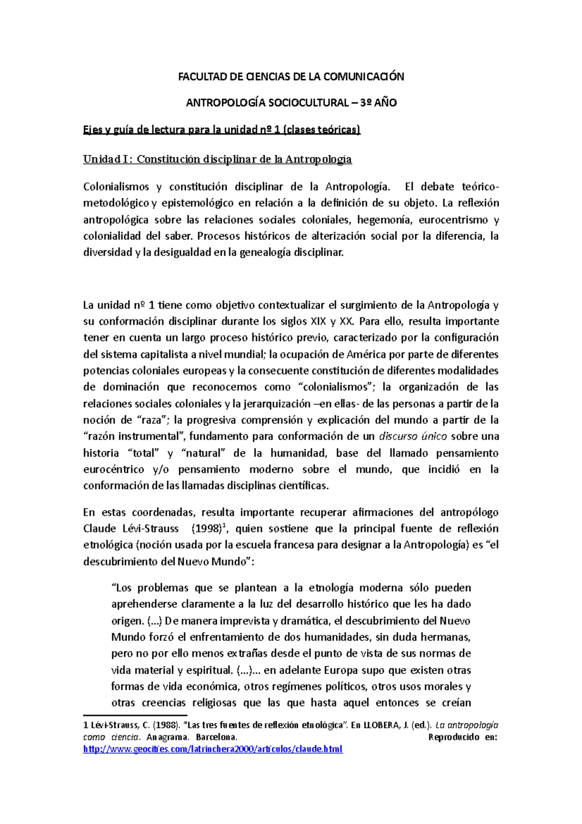 Guia de lectura Unidad 1 (Teóricos) - FACULTAD DE CIENCIAS DE LA ...