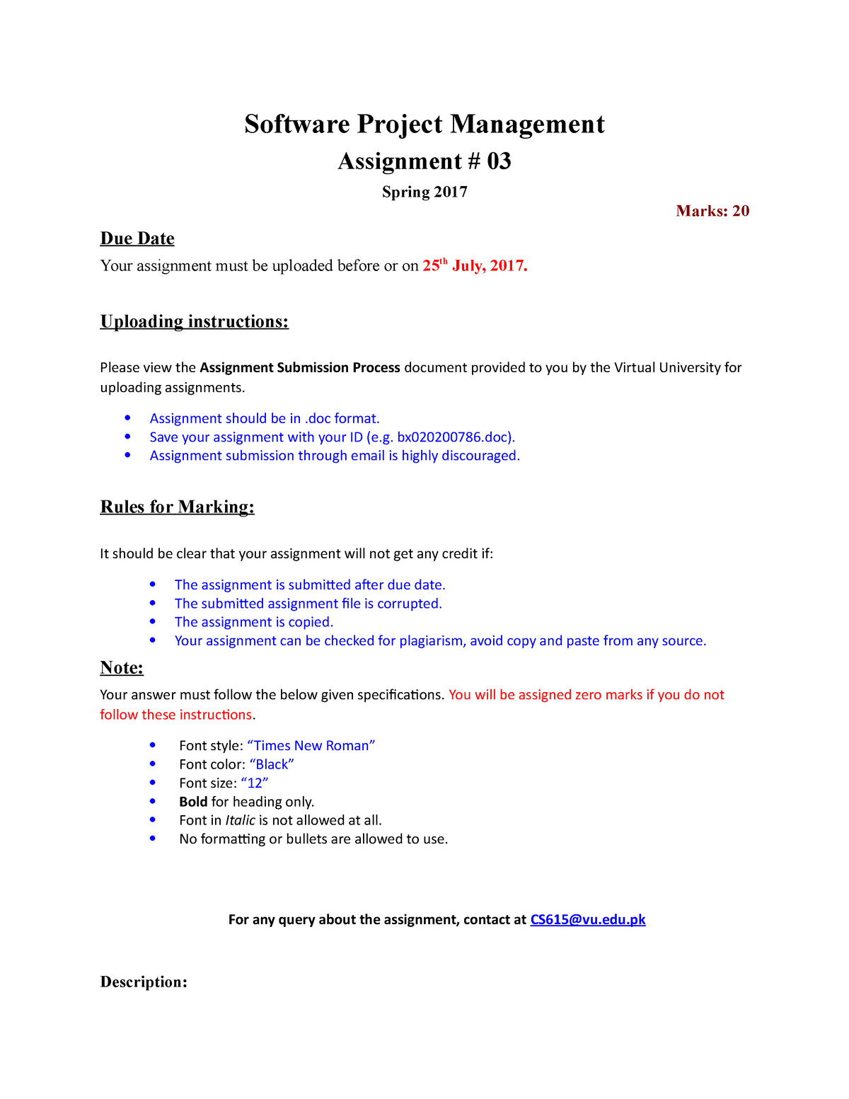 software project management assignment