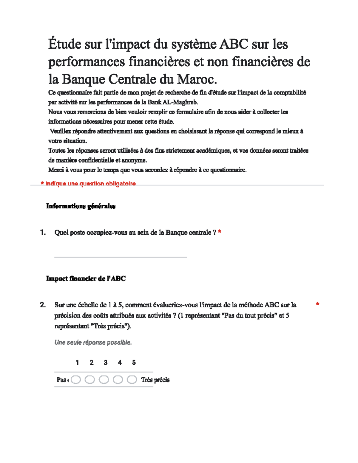 Questionnaire - Management Des Ressources Humaines - Studocu