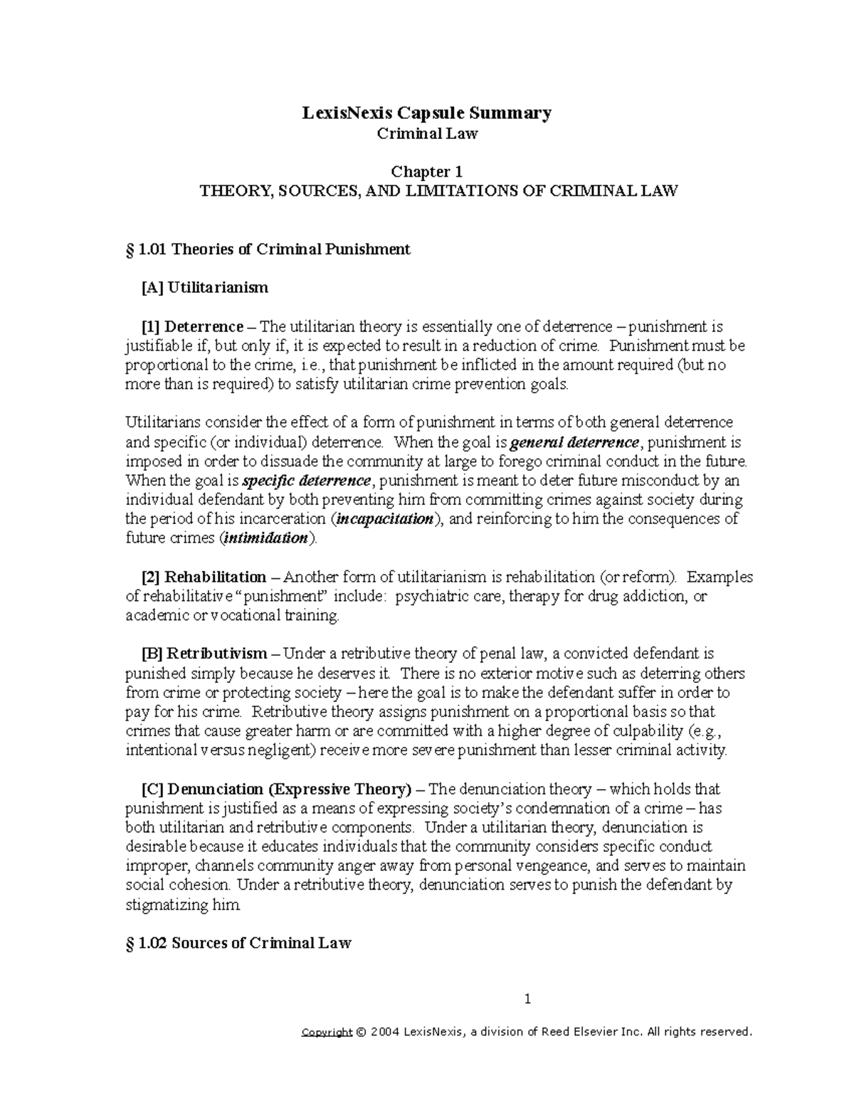 Area of law crim - Thorough outline of notes - LexisNexis Capsule ...