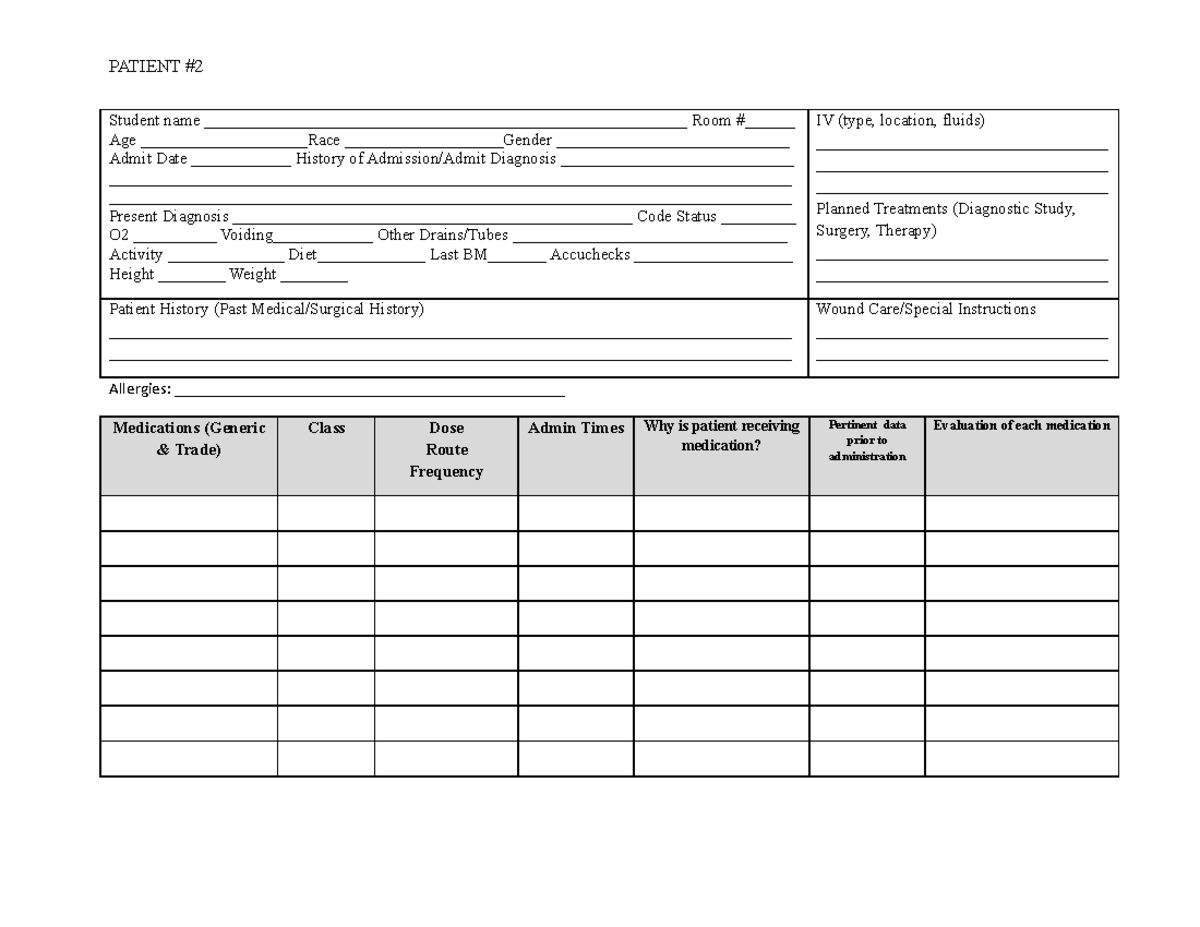 Nursing Clinical Assessment/Documentation - Student name - Studocu