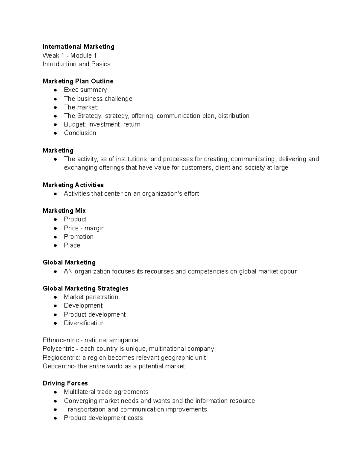BUS 442 Notes on various lectures throughout the semester