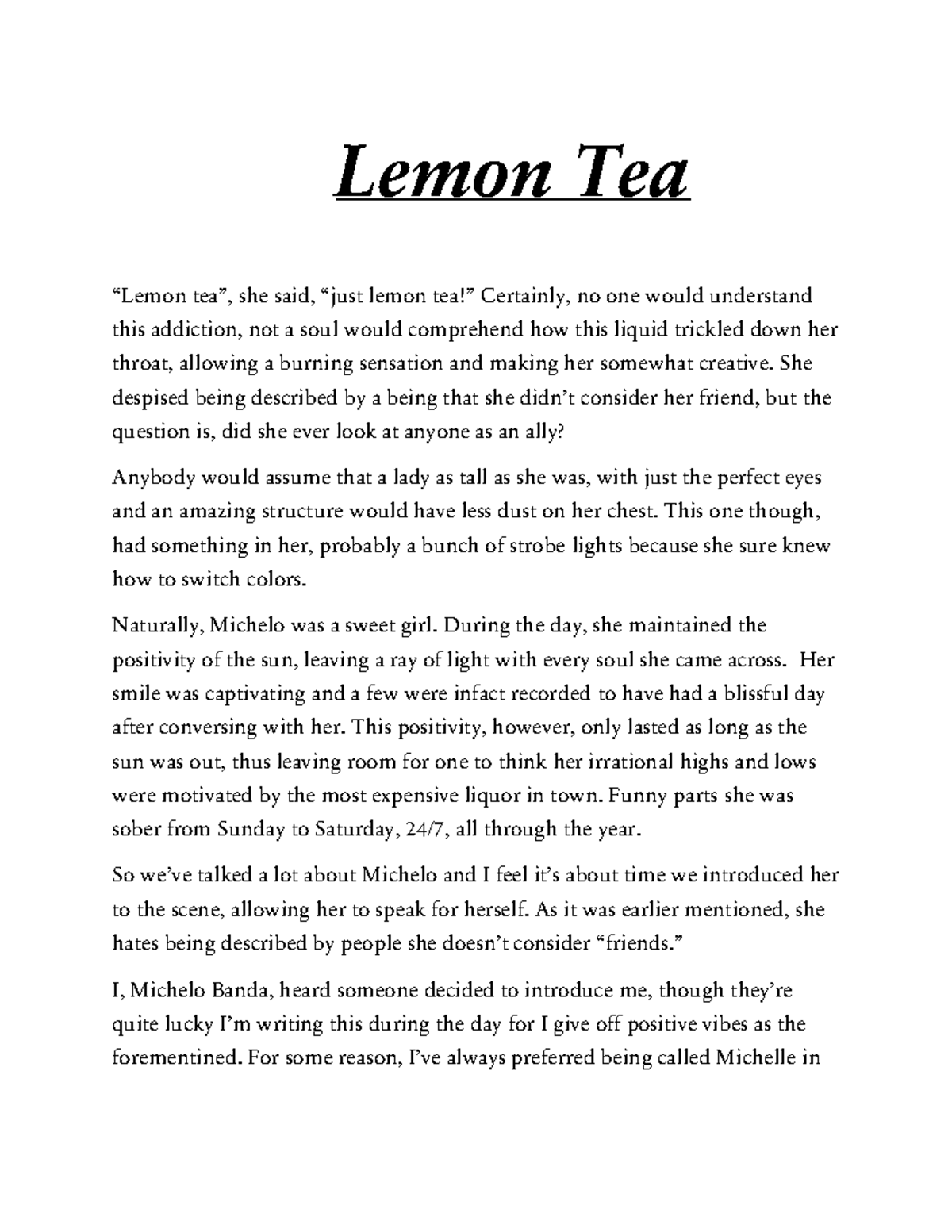 Lemon Tea-1 - Nothing Serious - Lemon Tea “Lemon tea”, she said, “just ...