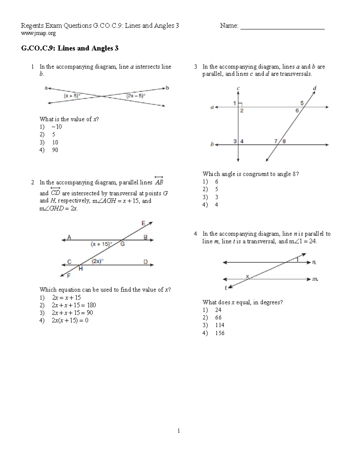 G.CO.C lines and angles jmap G.CO.C Lines and Angles 3 1 In the