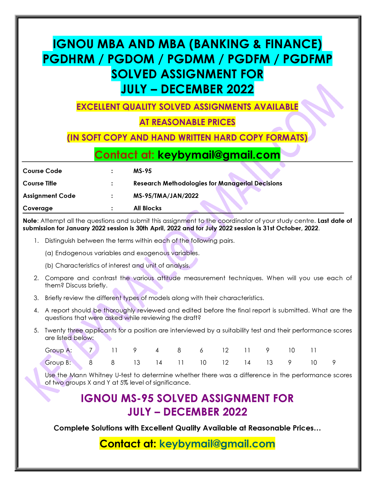 ms 95 solved assignment 2022