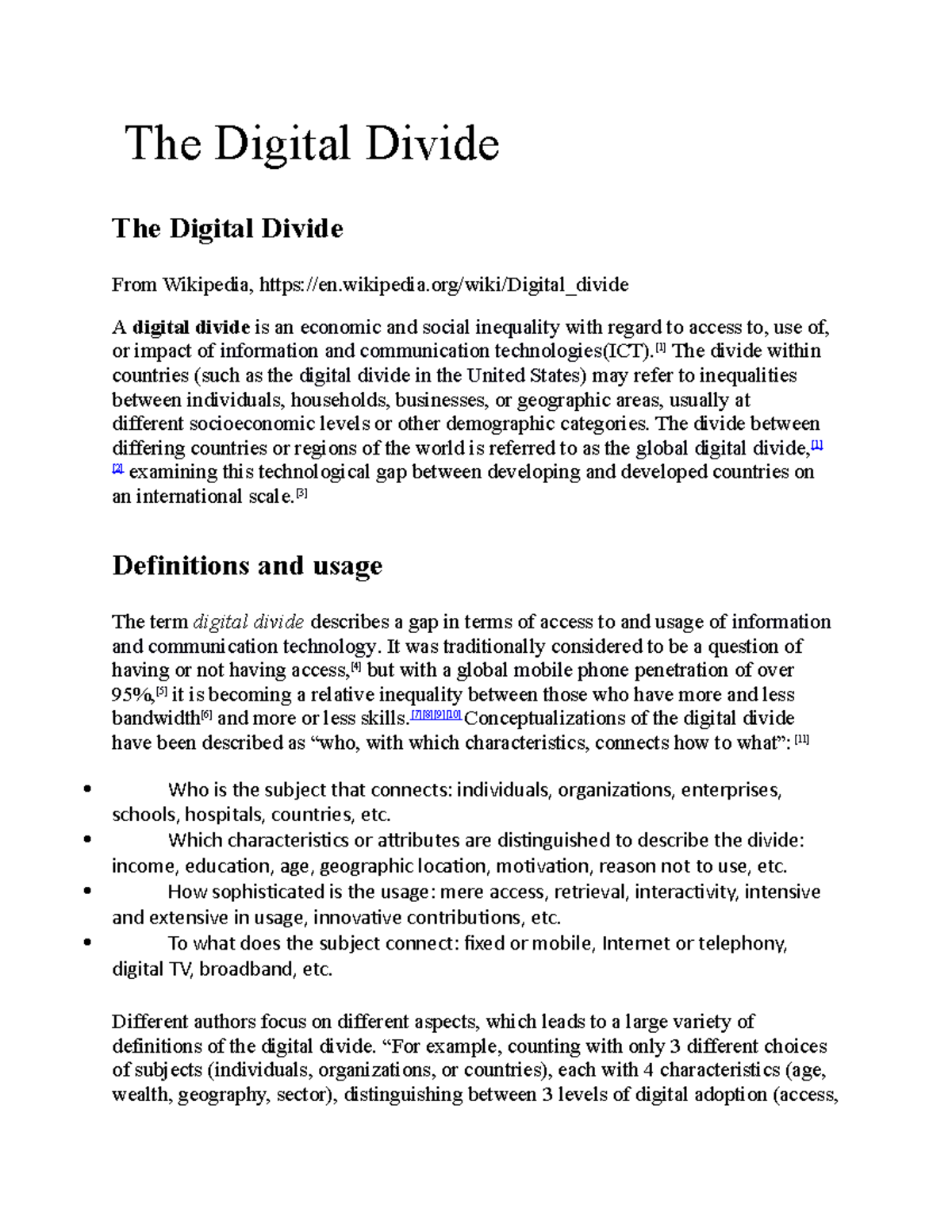 Digital divide COMPUTER ETHICS The Digital Divide The Digital