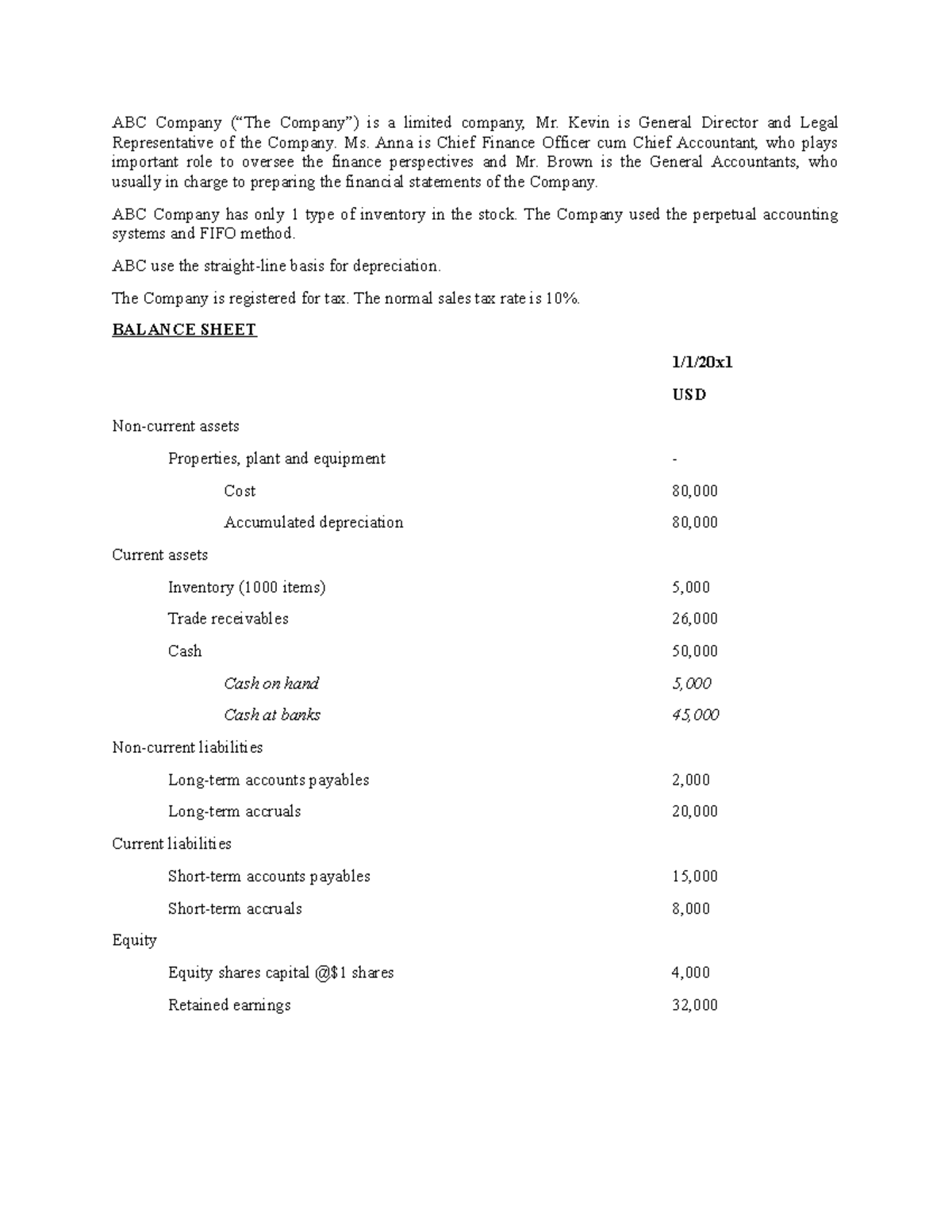 Acca F3 Financial Accounting - Abc Company (“the Company”) Is A Limited 