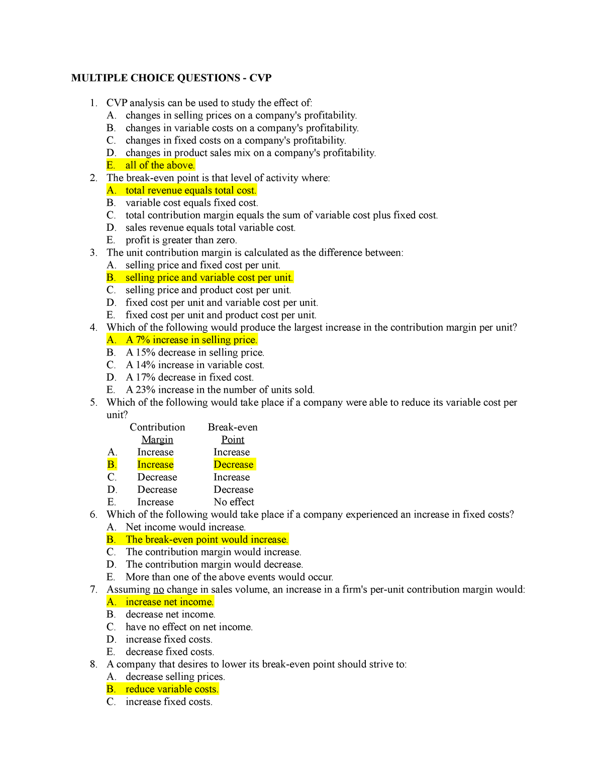 Midterm Exam. Strategic COST Management - MULTIPLE CHOICE QUESTIONS ...