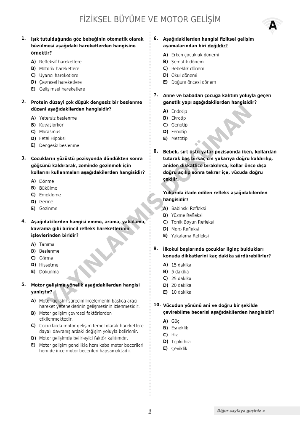 Fiziksel Büyüme Ve Motor Gelişim çocuk Gelişimi Studocu