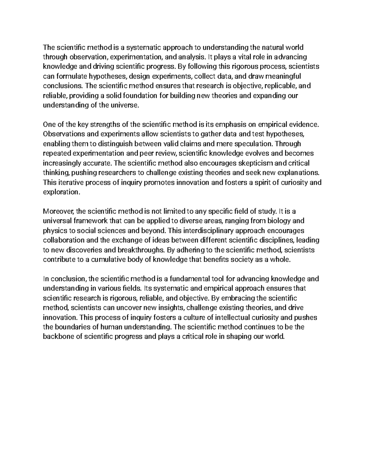 The Scientific Method and Its Importance in Advancing Knowledge - Studocu