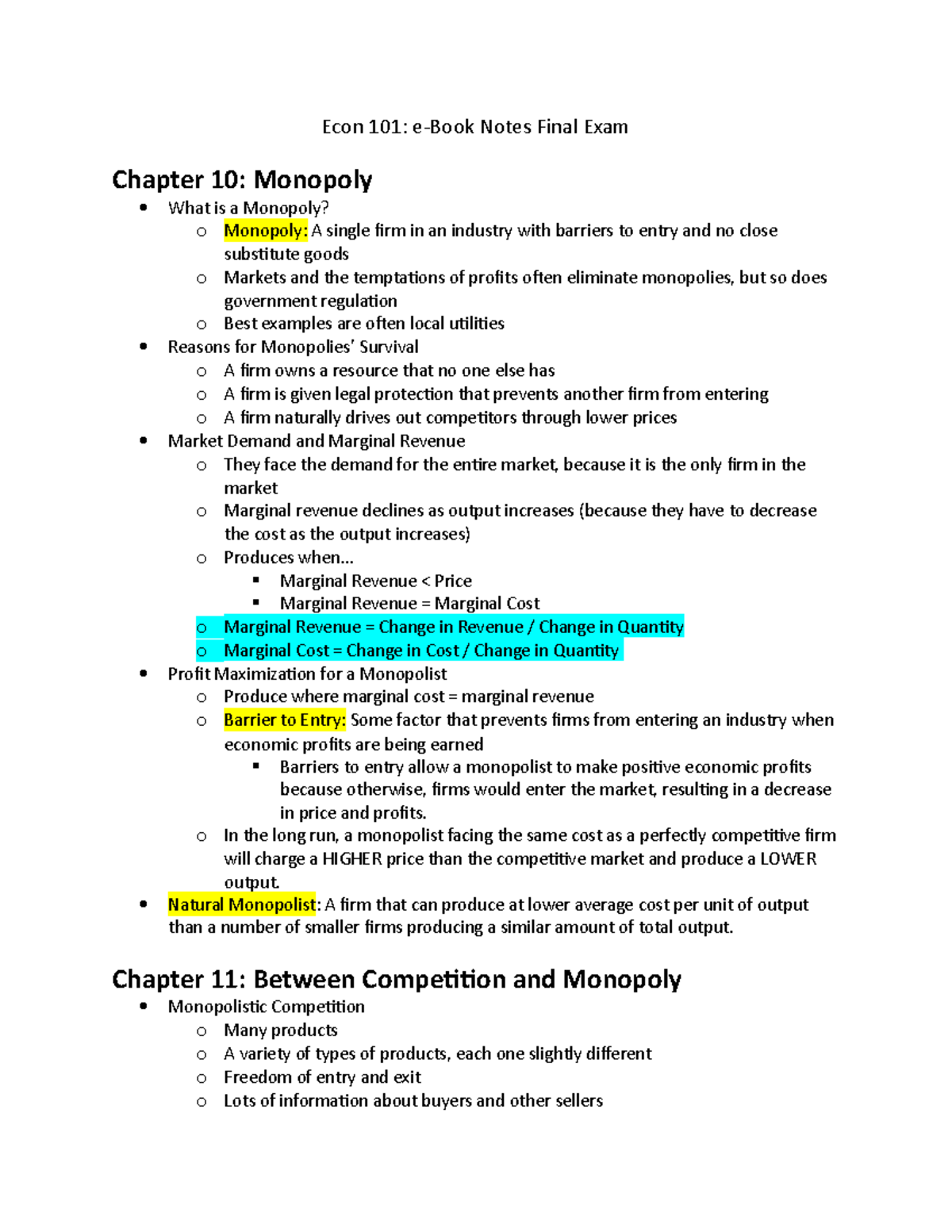 E Book Notes - Final Exam - Econ 101: e-Book Notes Final Exam Chapter ...
