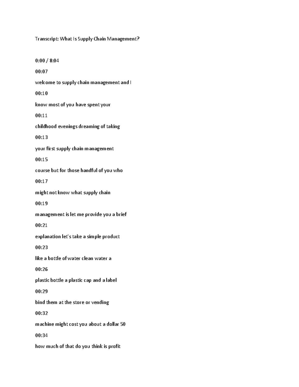 M1 V1 Transcript - script - Transcript: What Is Supply Chain Management ...