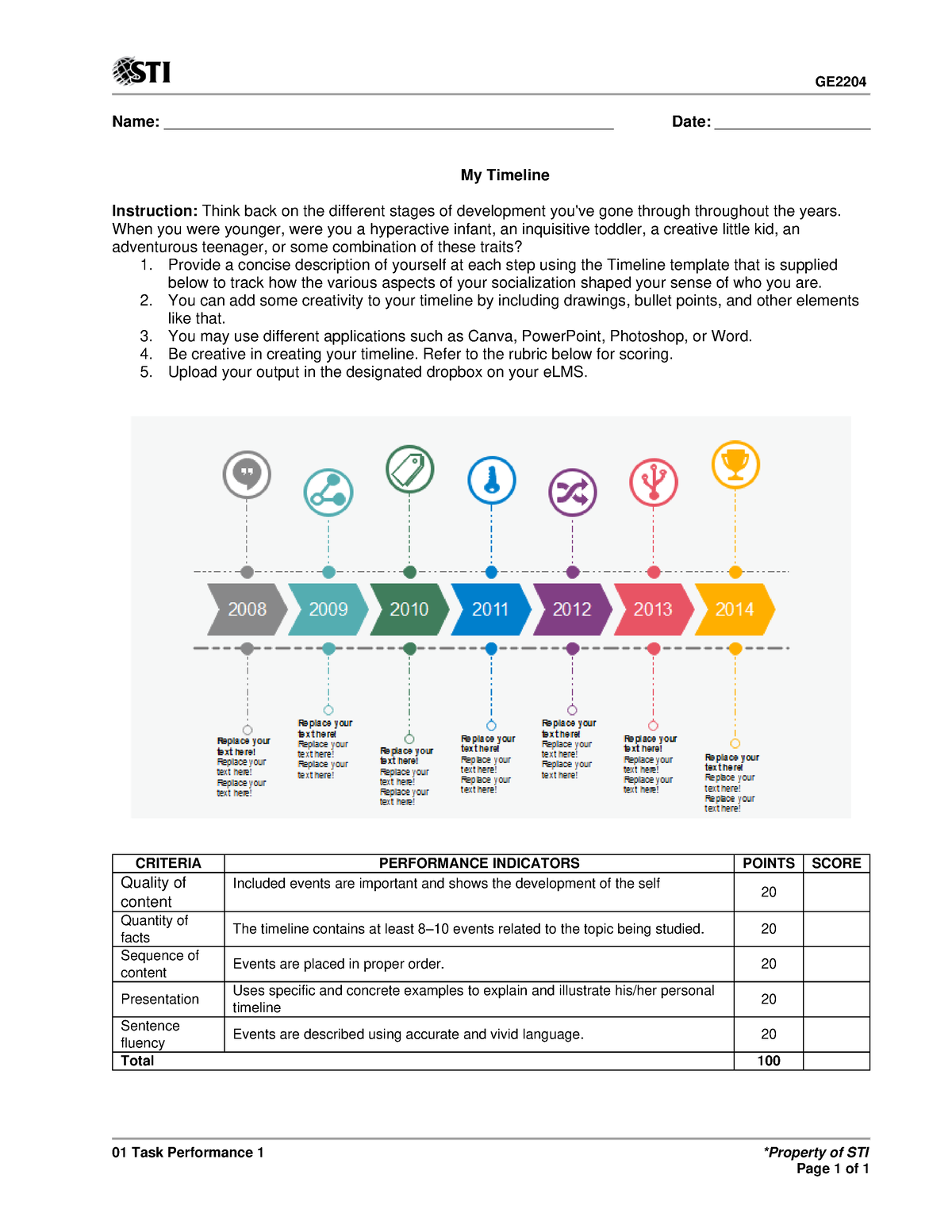 01 Task Performance 1 - Handout - GE 01 Task Performance 1 *Property Of ...