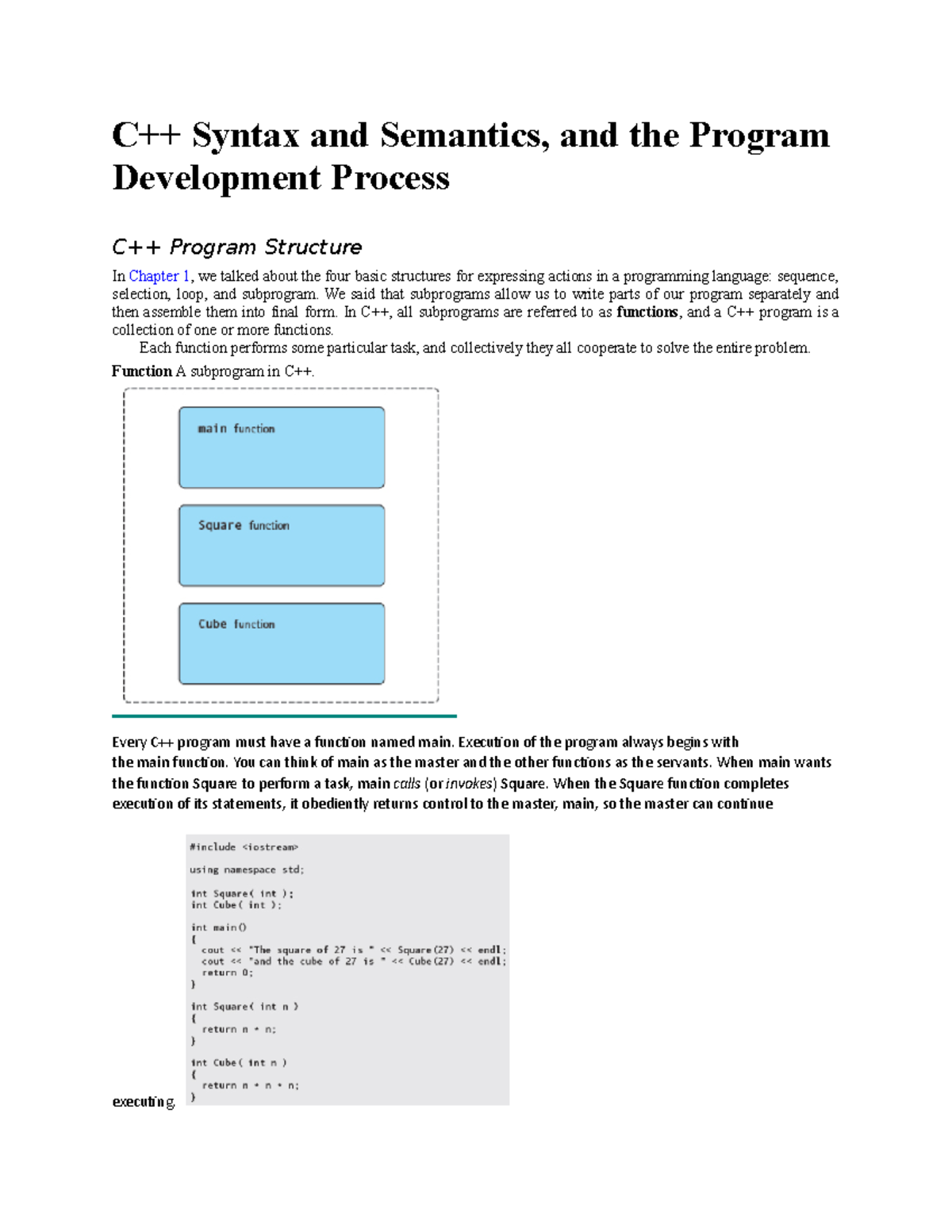 218-ch2 - chapter 2 - C++ Syntax and Semantics, and the Program ...