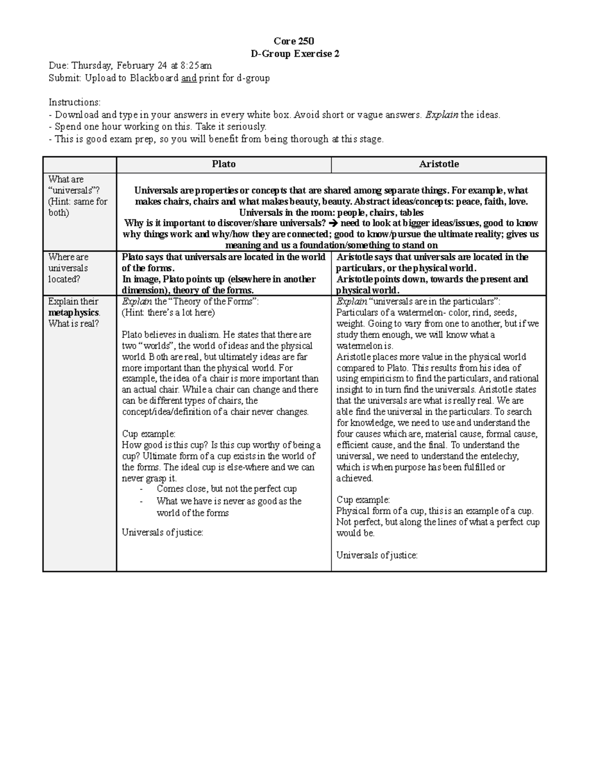 2-DG-Universals-Exercise-for Spring - Core 250 D-Group Exercise 2 Due ...