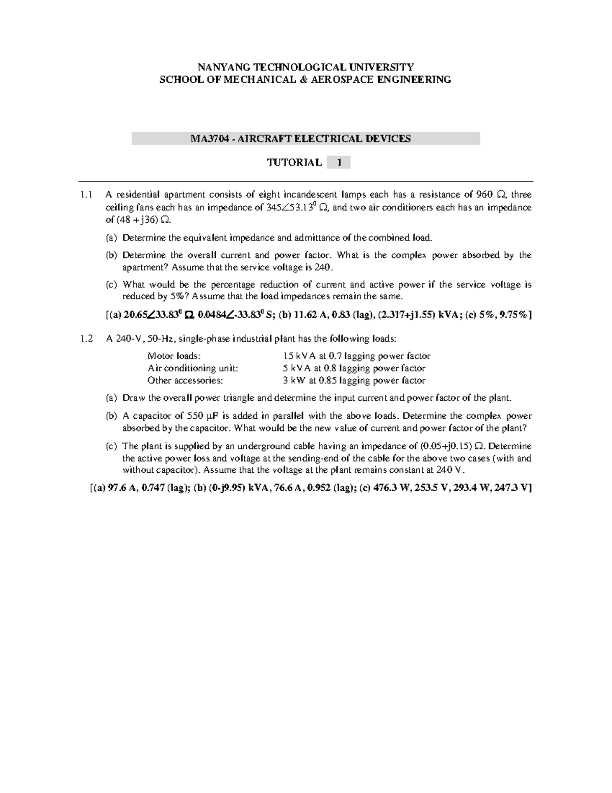 Tutorial 1 - Nil - NANYANG TECHNOLOGICAL UNIVERSITY SCHOOL OF ...