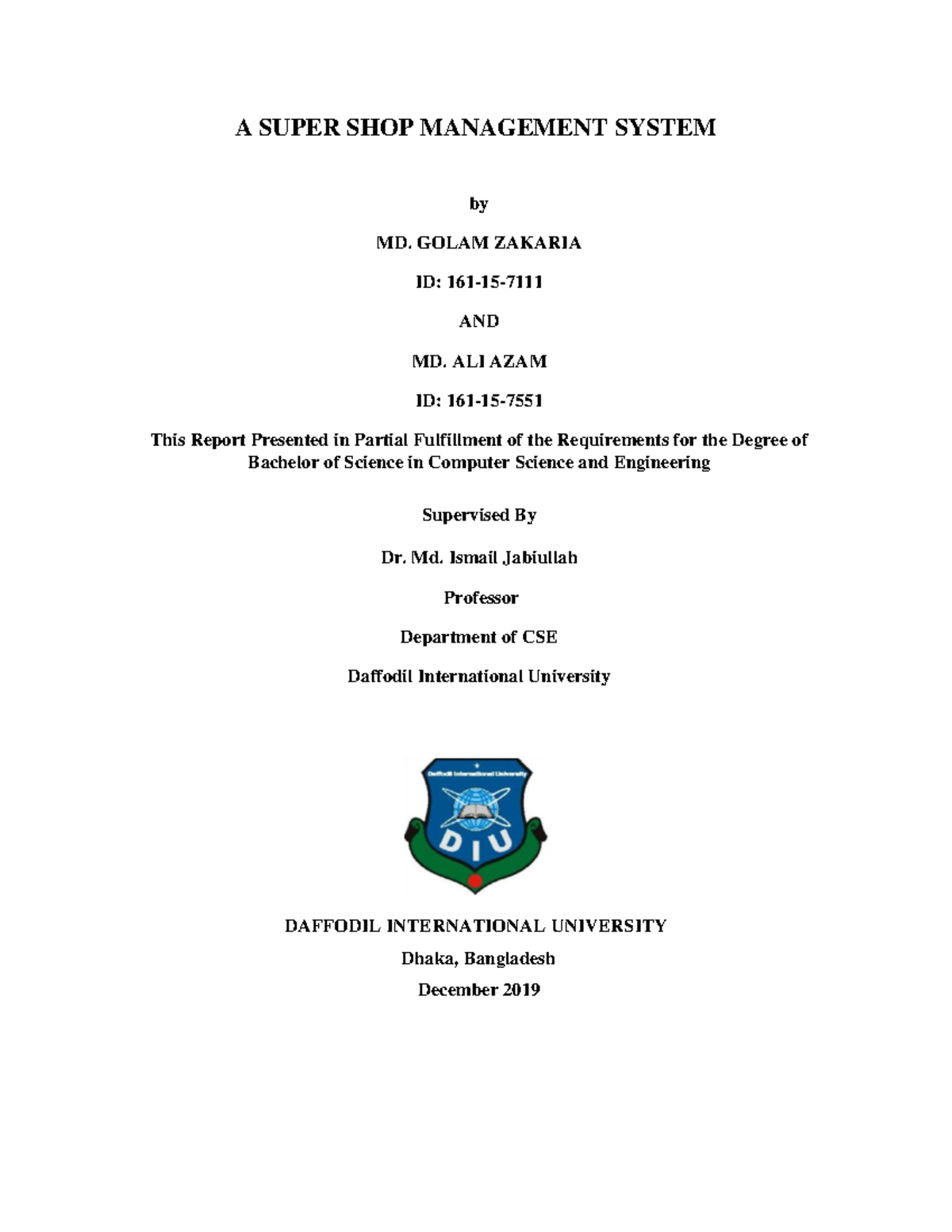 P15431 (16 ) - A SUPER SHOP MANAGEMENT SYSTEM by MD. GOLAM ZAKARIA ID ...
