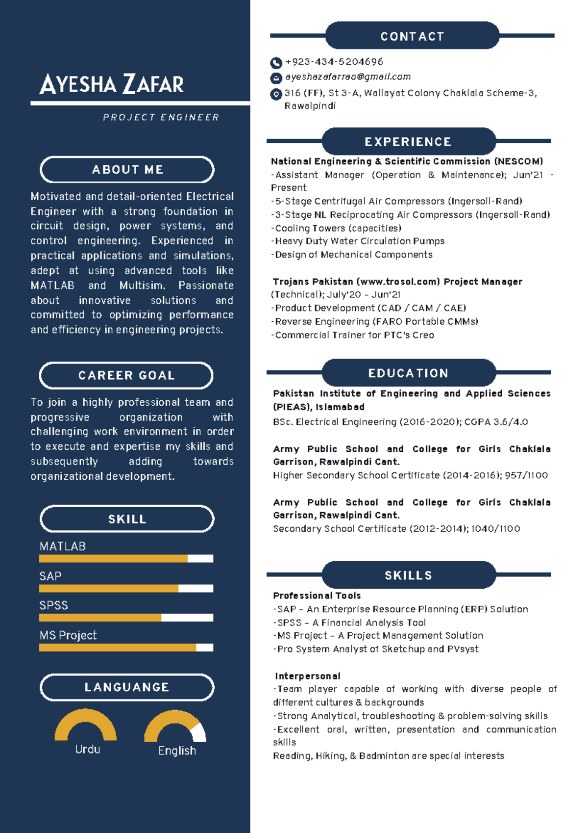Resume- Ayesha Zafar - Beneficial for assignments. - E X P E R I E N C ...