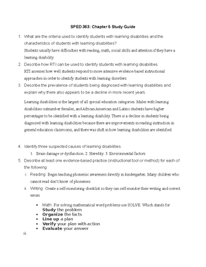 Chapter 2 Study Guide - Johnathan Barker Chapter 2 Study Guide SPED 363 ...