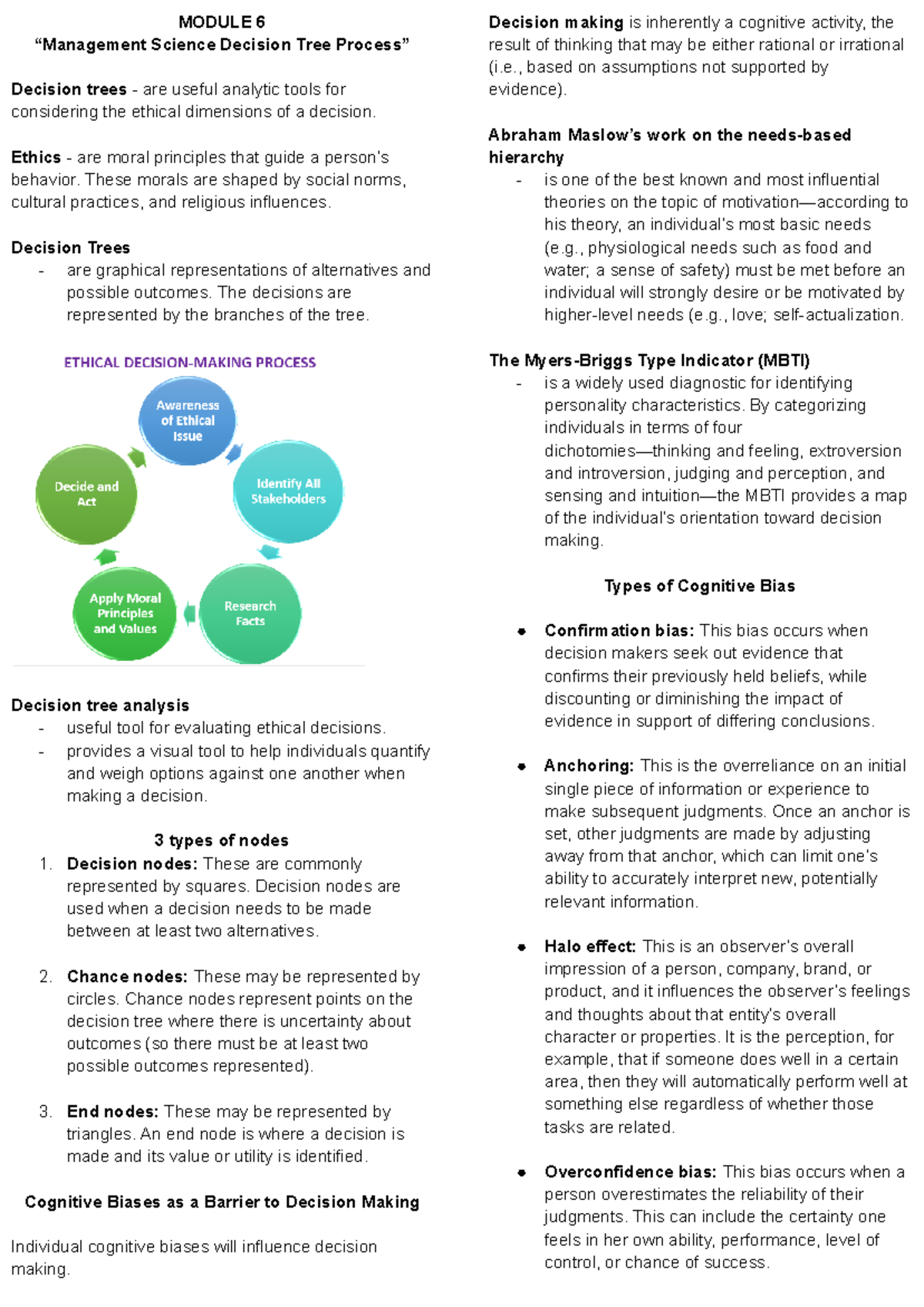 MS Midterm - Google Docs - MODULE 6 “Management Science Decision Tree ...