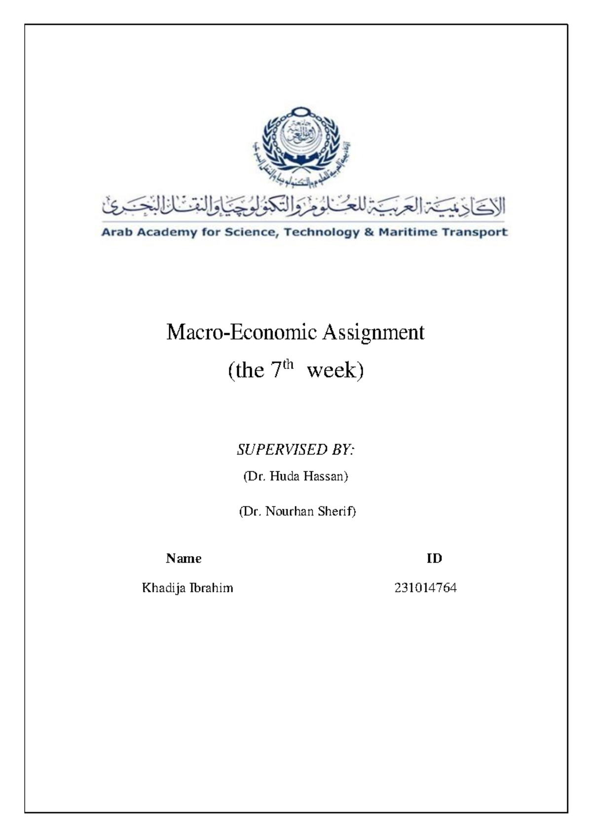 Macro Ass - Macro-Economic Assignment (the 7 th week) SUPERVISED BY ...