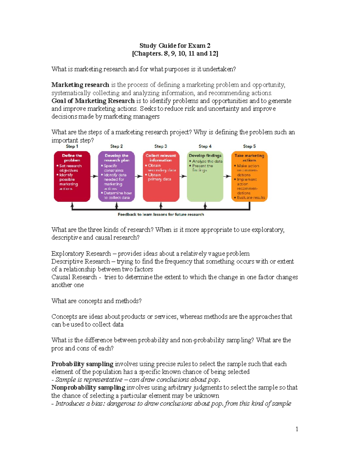 Exam 2 Study Guide - Study Guide for Exam 2 [Chapters. 8, 9, 10, 11 and ...