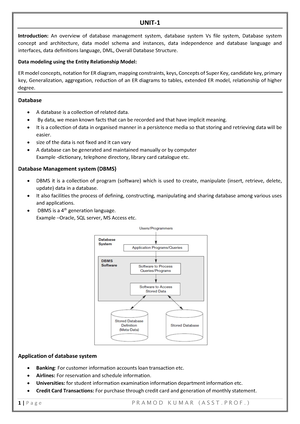 Unit-i-dbms - CHAPTER 1 INTRODUCTION Overview Of DBMS (Database ...