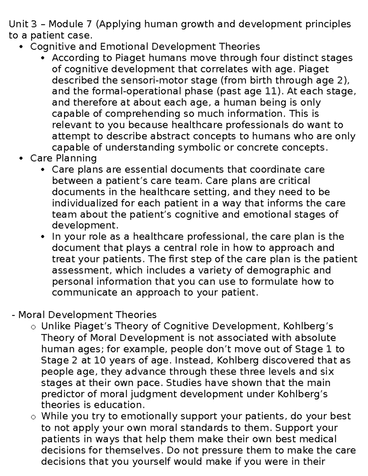 Unit 3, Module 7 - Unit 3 – Module 7 (Applying human growth and ...