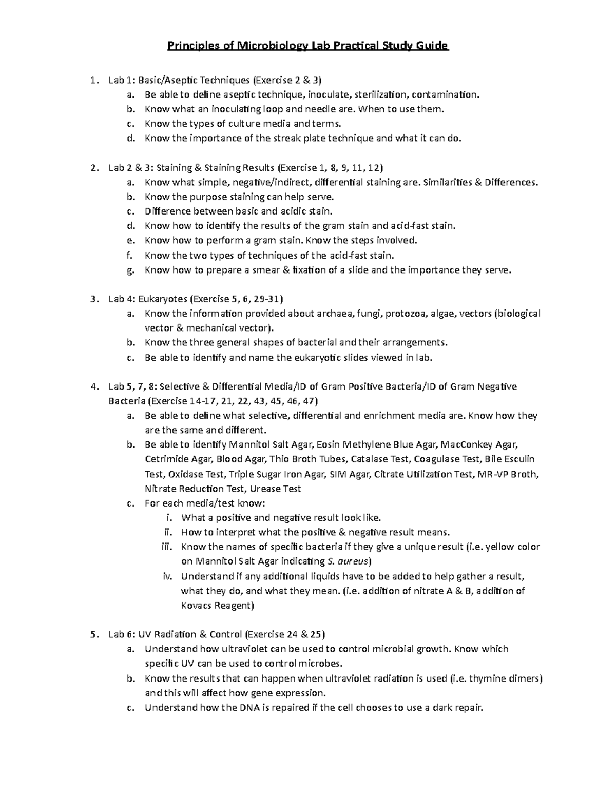 Principles Of Microbiology Lab Practical Study Guide - Studocu