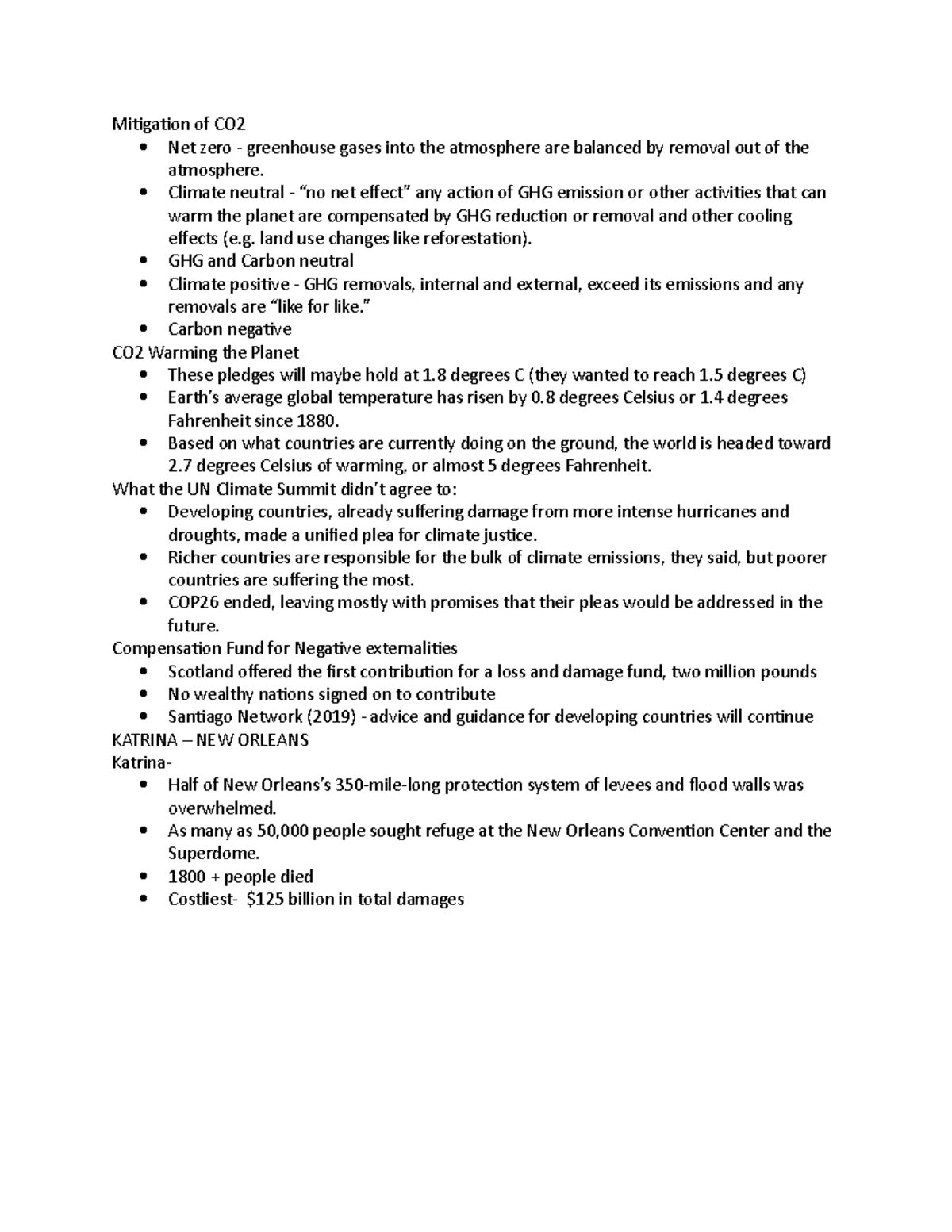 Mitigation Notes Module VIII - Mitigation of CO Net zero - greenhouse ...