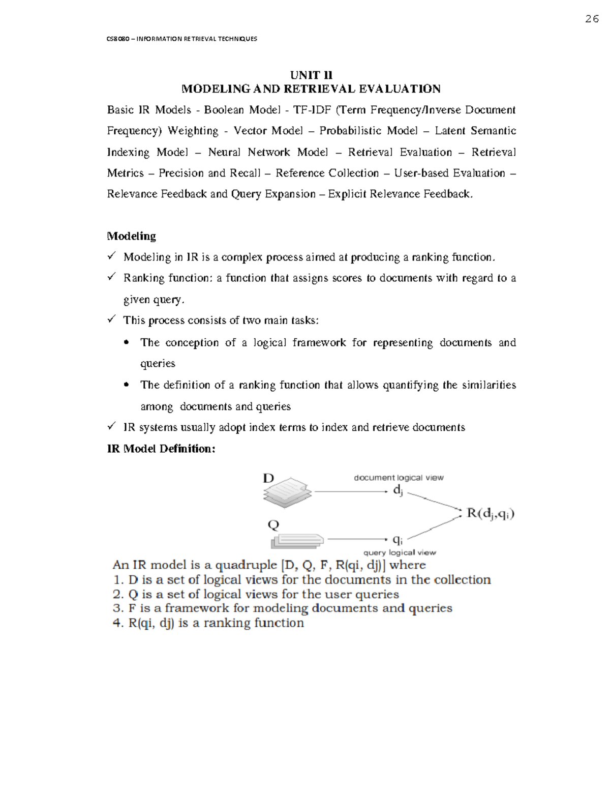 CS8080 - IRT - Unit 2 Notes - CS8080 3 INFORMATION RETRIEVAL TECHNIQUES ...